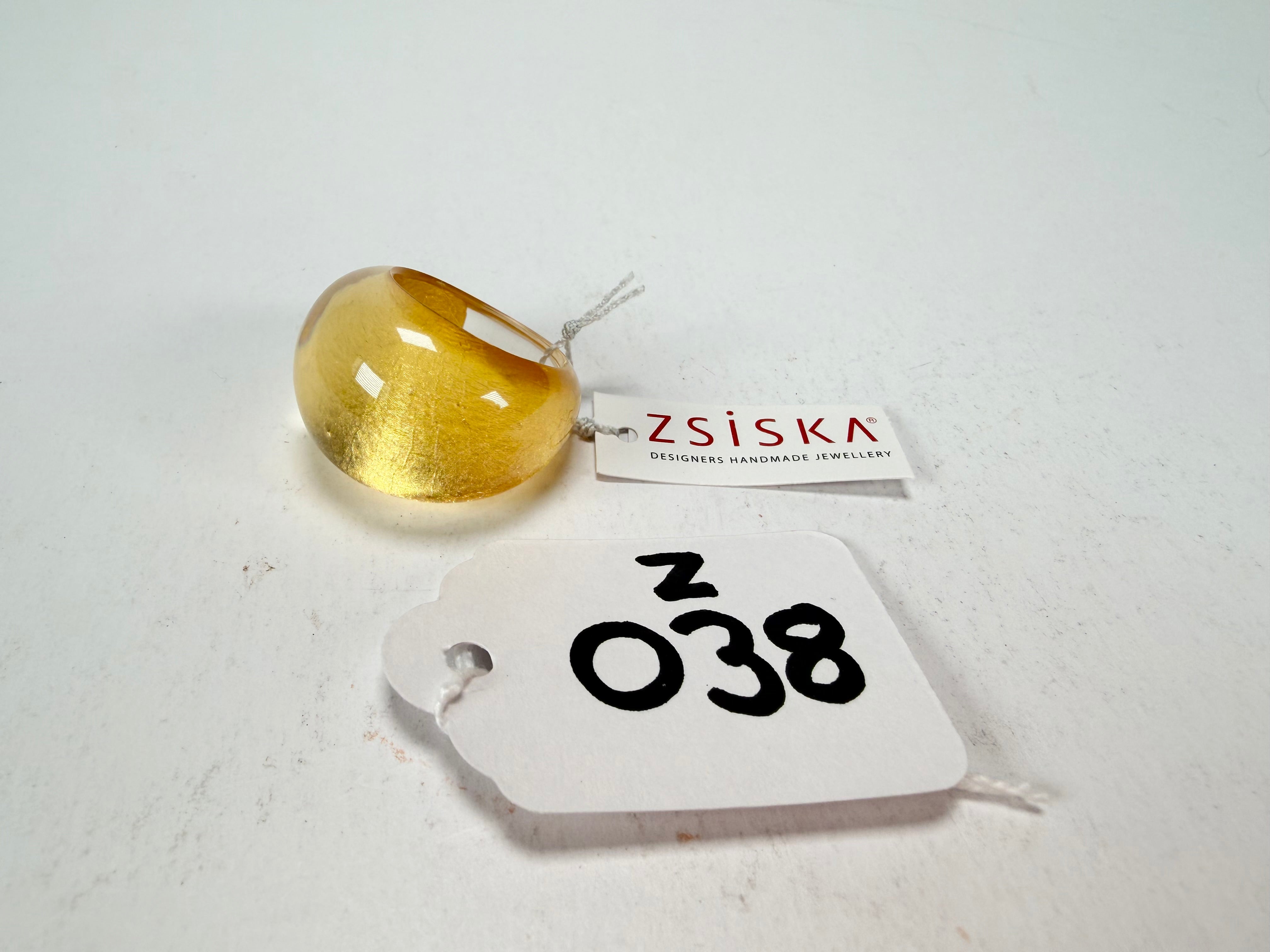 Zsiska - Precious Gold Leaf Resin Ring ( 1000602G000QXL ) - Size UK S / US 9.5