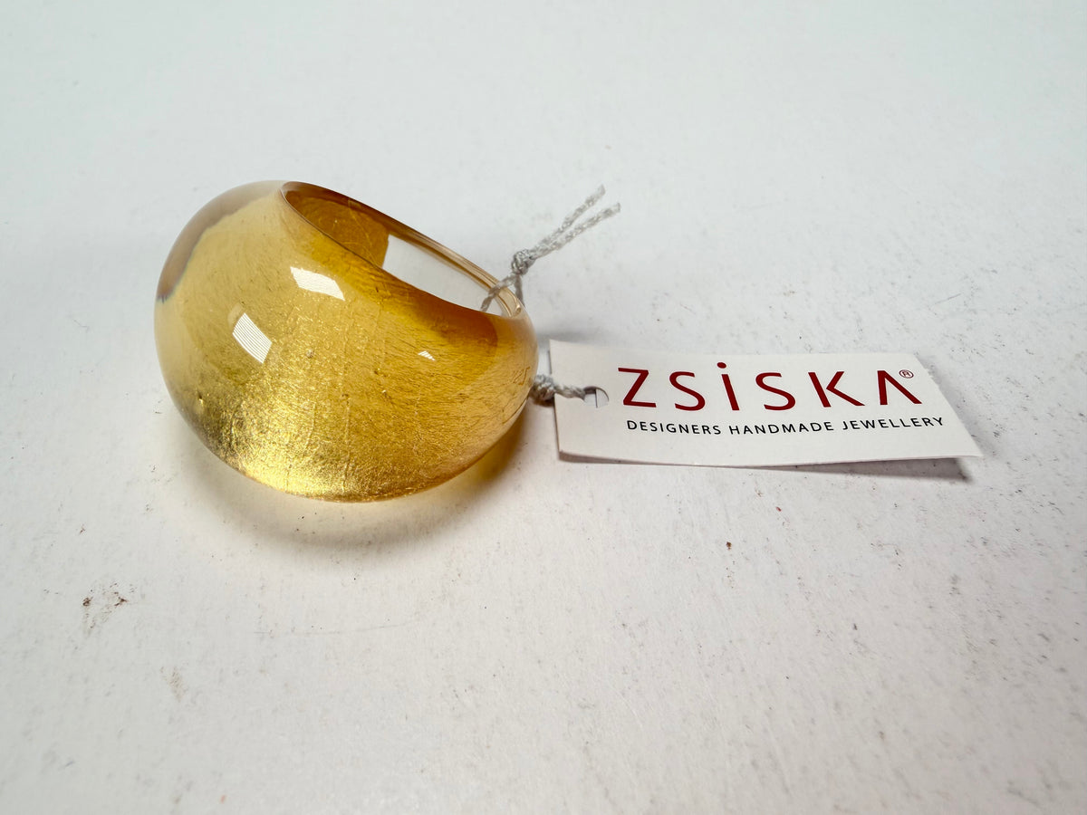 Zsiska - Precious Gold Leaf Resin Ring ( 1000602G000QXL ) - Size UK S / US 9.5