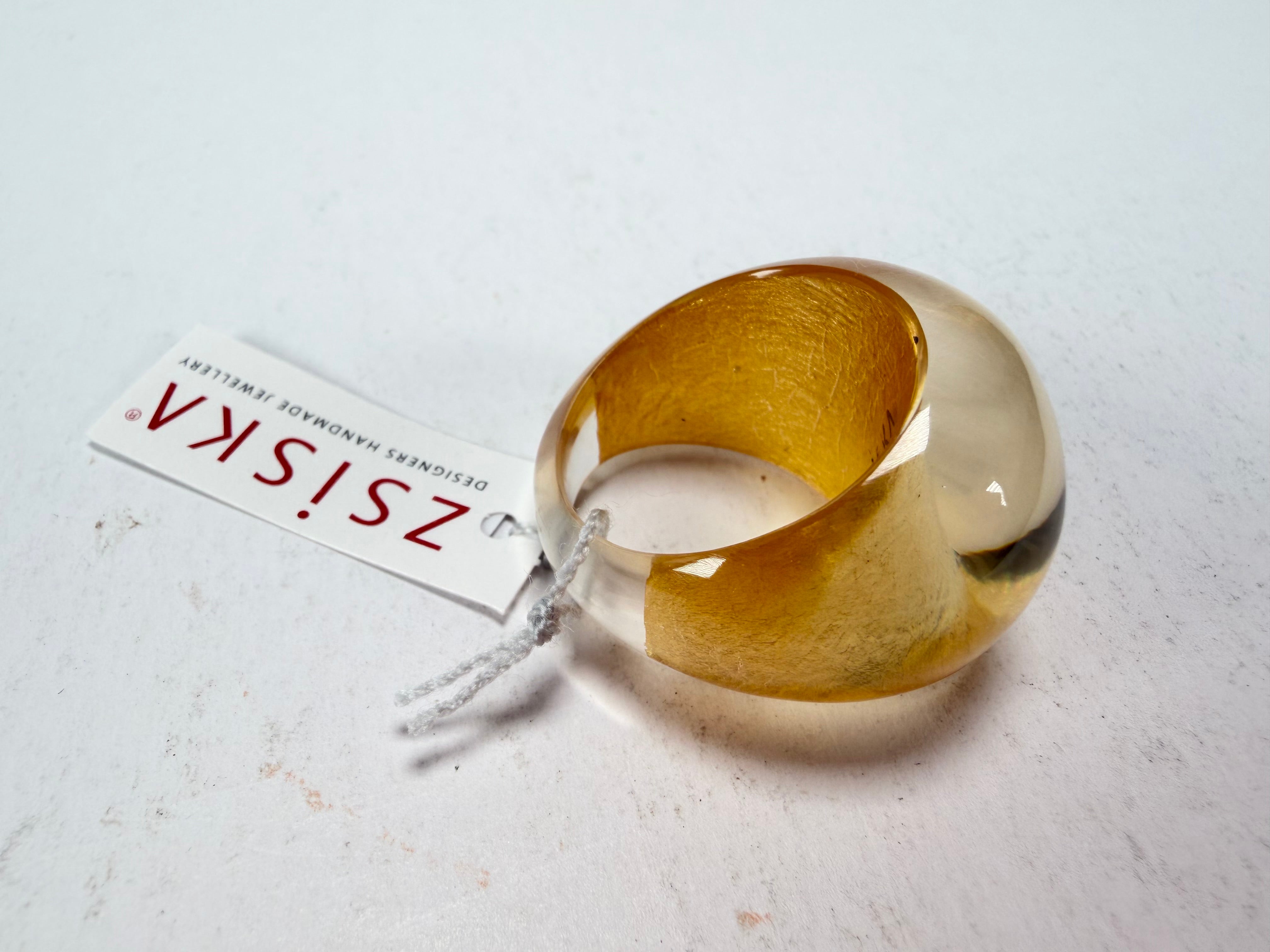 Zsiska - Precious Gold Leaf Resin Ring ( 1000602G000QXL ) - Size UK S / US 9.5