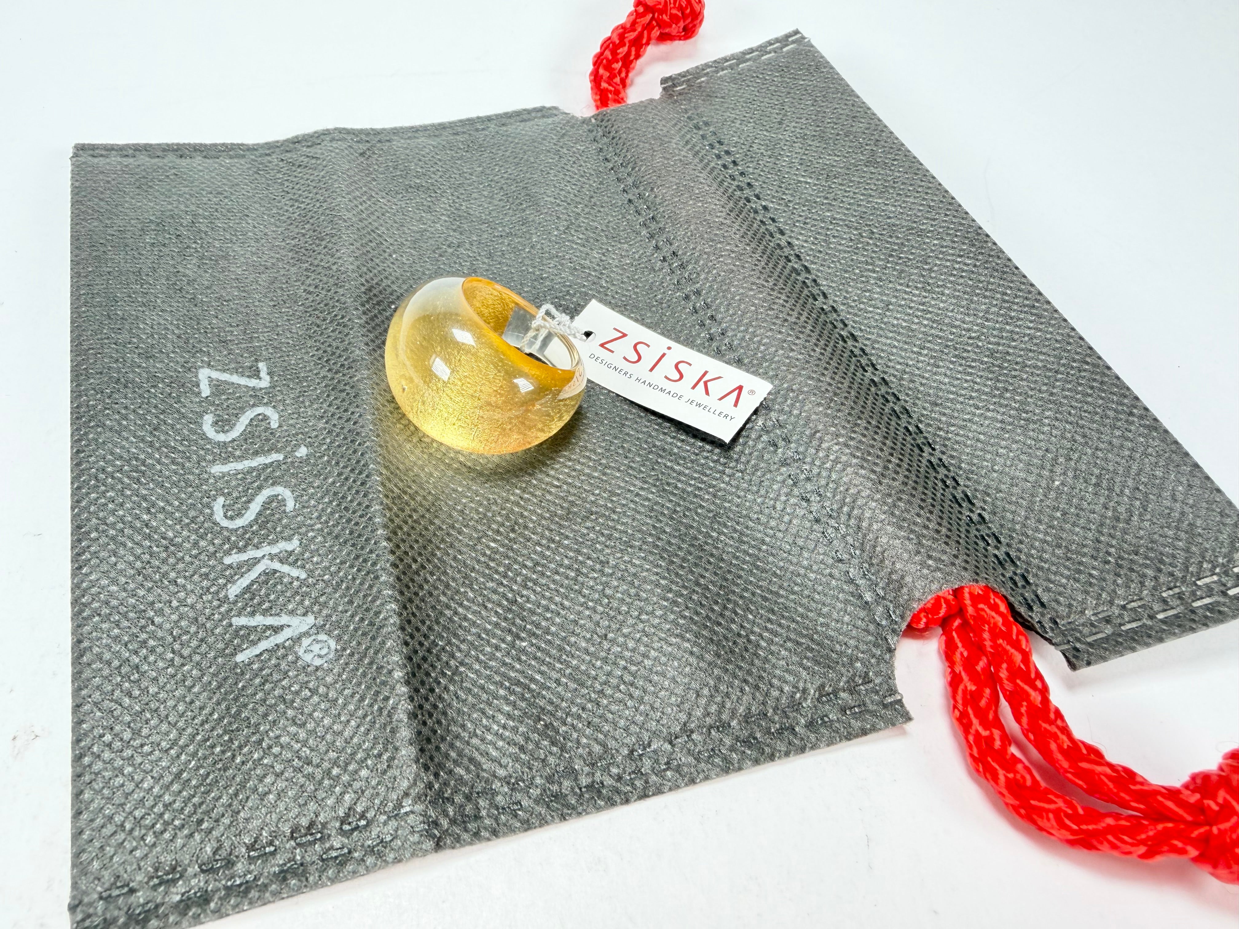 Zsiska - Precious Gold Leaf Resin Ring ( 1000602G000QXL ) - Size UK S / US 9.5