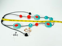 Zsiska - ORI 12 Bead Marbled Turquoise Resin Necklace ( 7430101TURQQ12 )