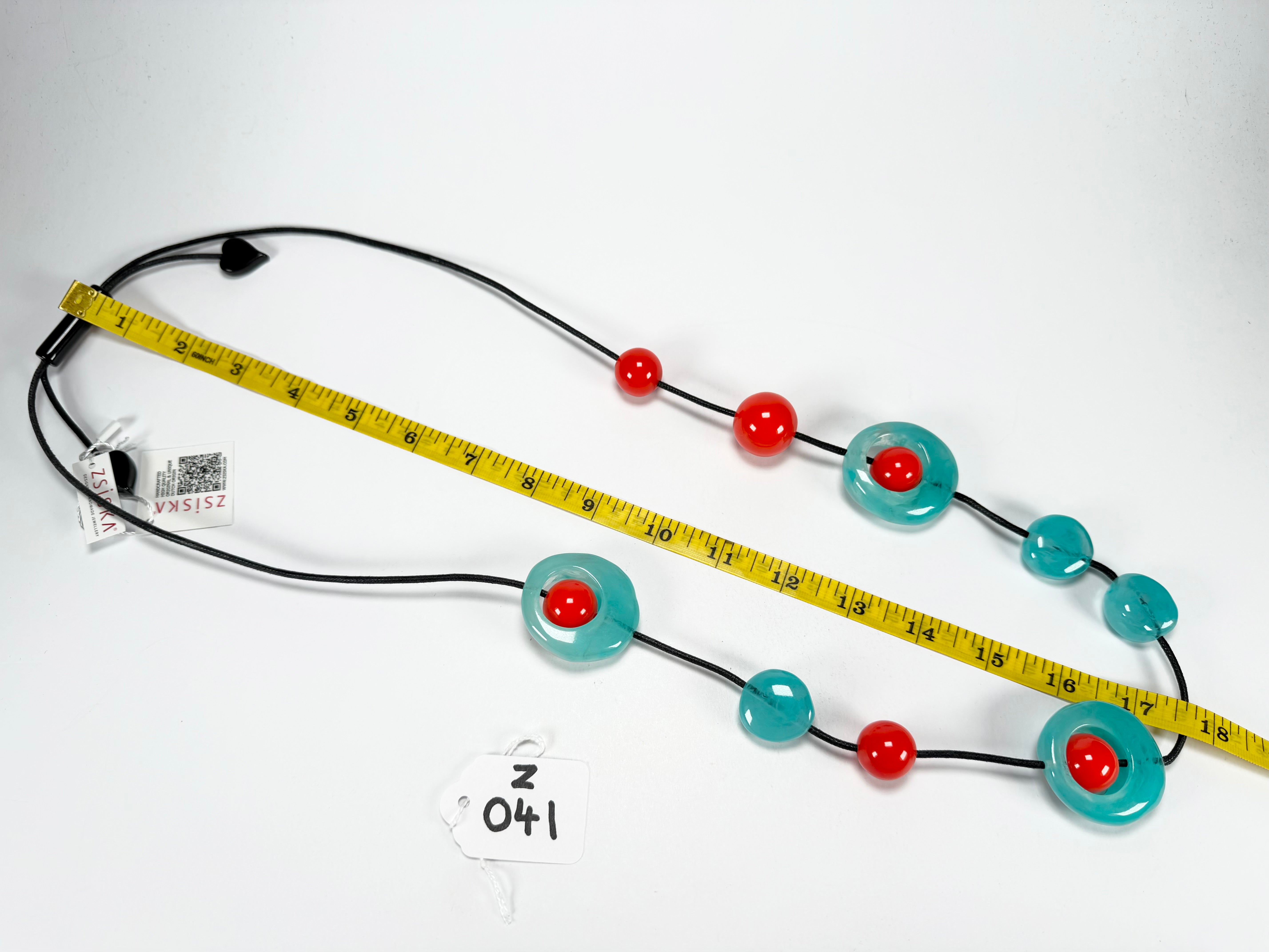 Zsiska - ORI 12 Bead Marbled Turquoise Resin Necklace ( 7430101TURQQ12 )