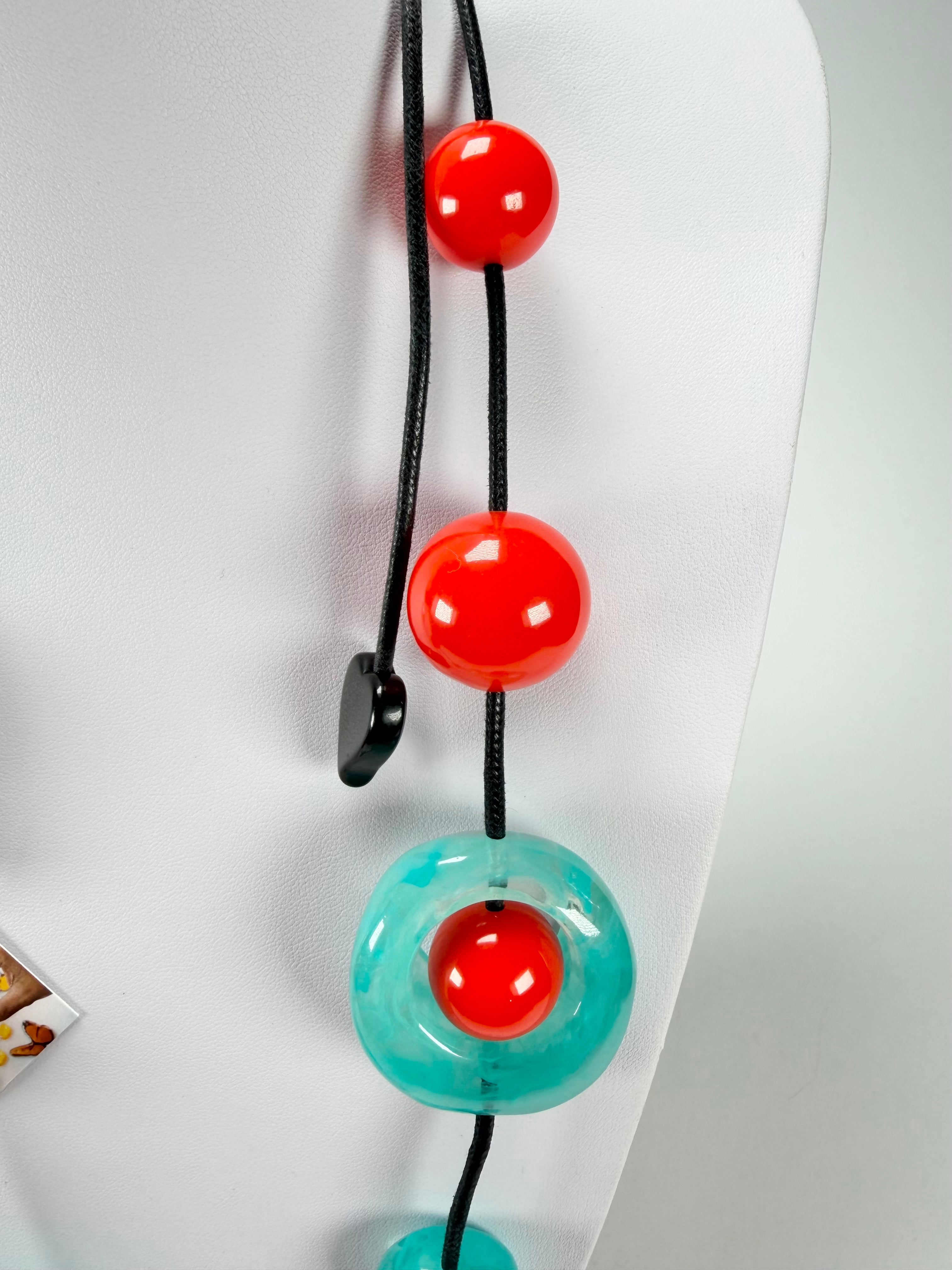 Zsiska - ORI 12 Bead Marbled Turquoise Resin Necklace ( 7430101TURQQ12 )