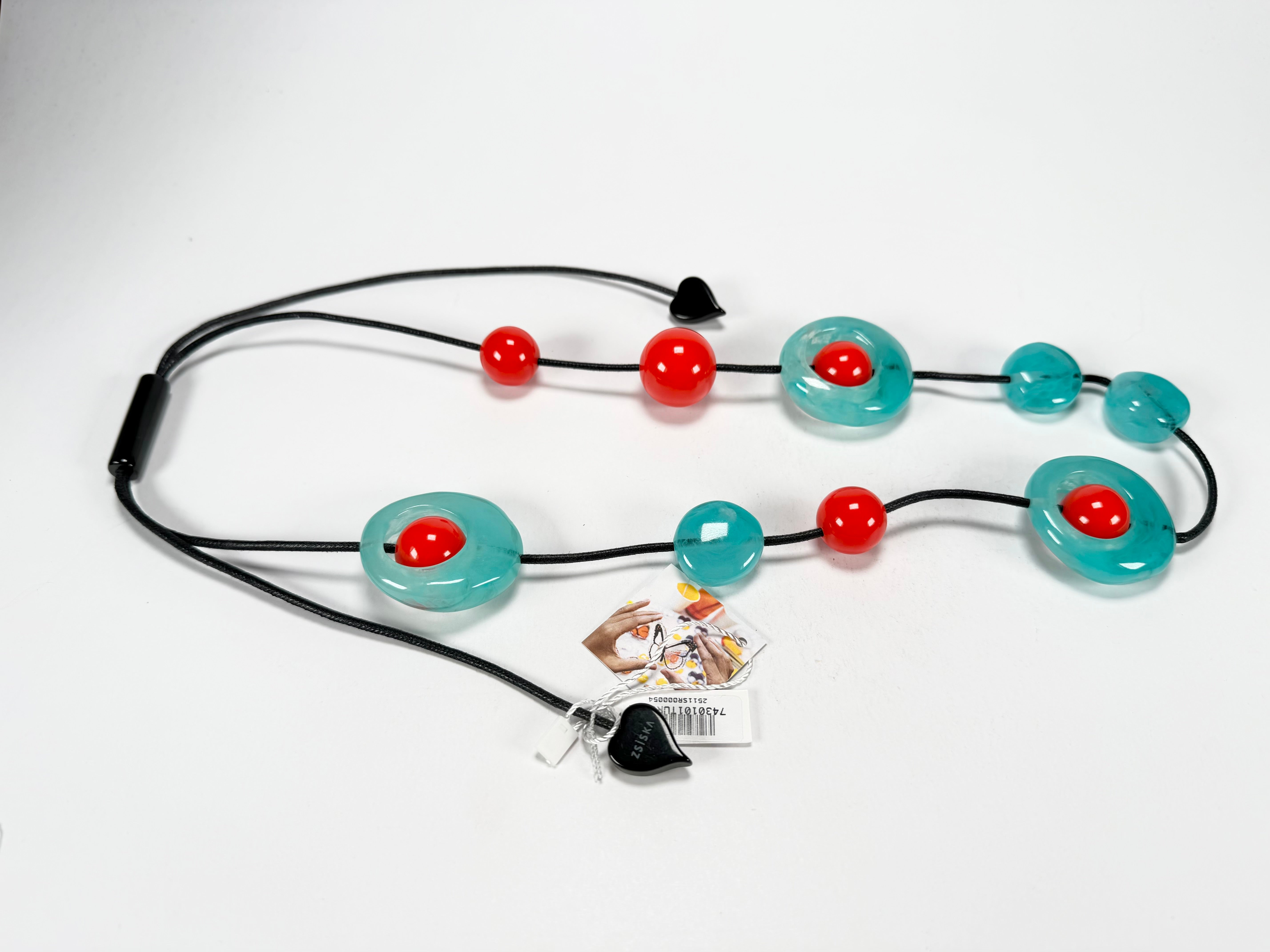 Zsiska - ORI 12 Bead Marbled Turquoise Resin Necklace ( 7430101TURQQ12 )