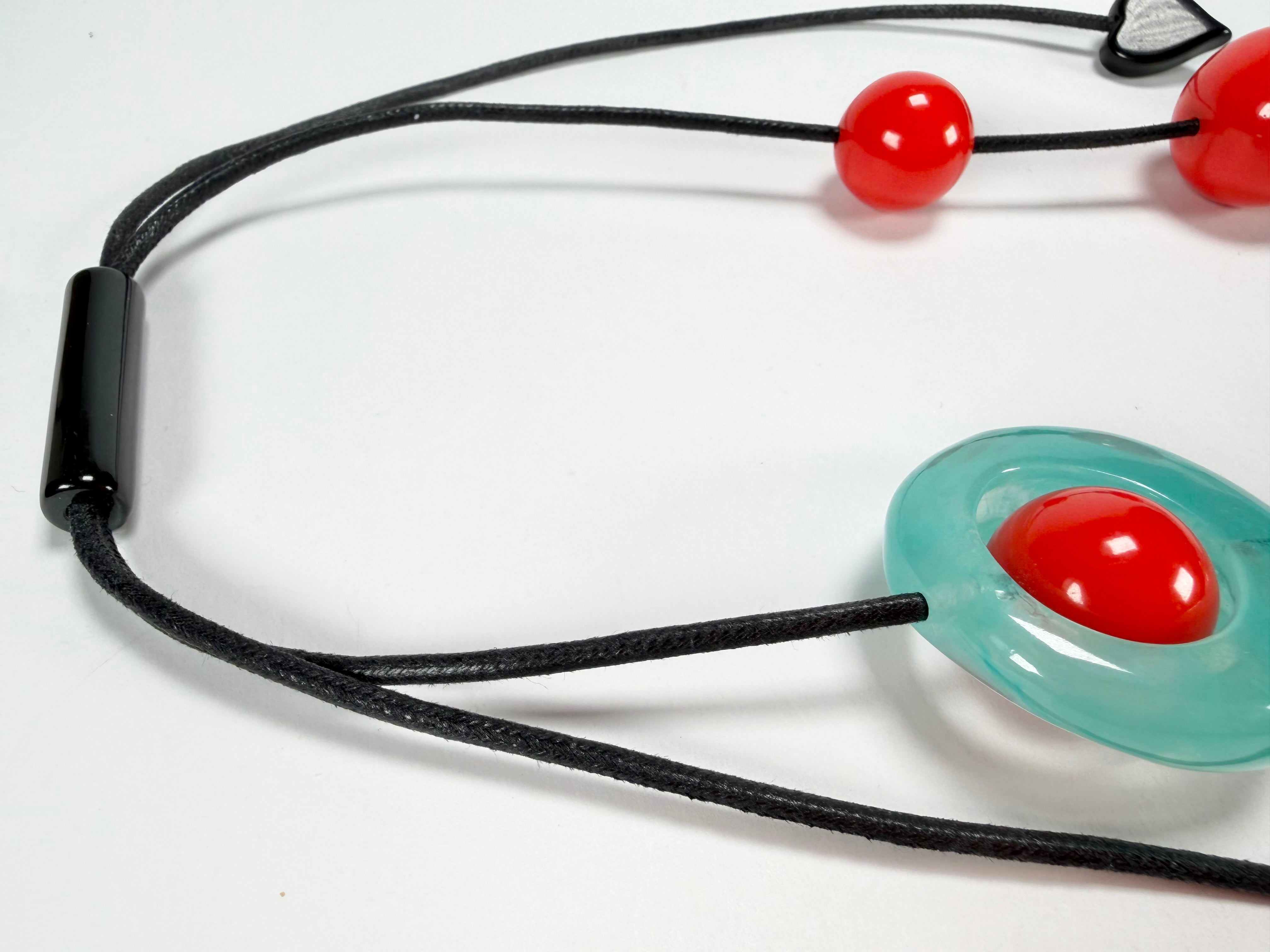 Zsiska - ORI 12 Bead Marbled Turquoise Resin Necklace ( 7430101TURQQ12 )