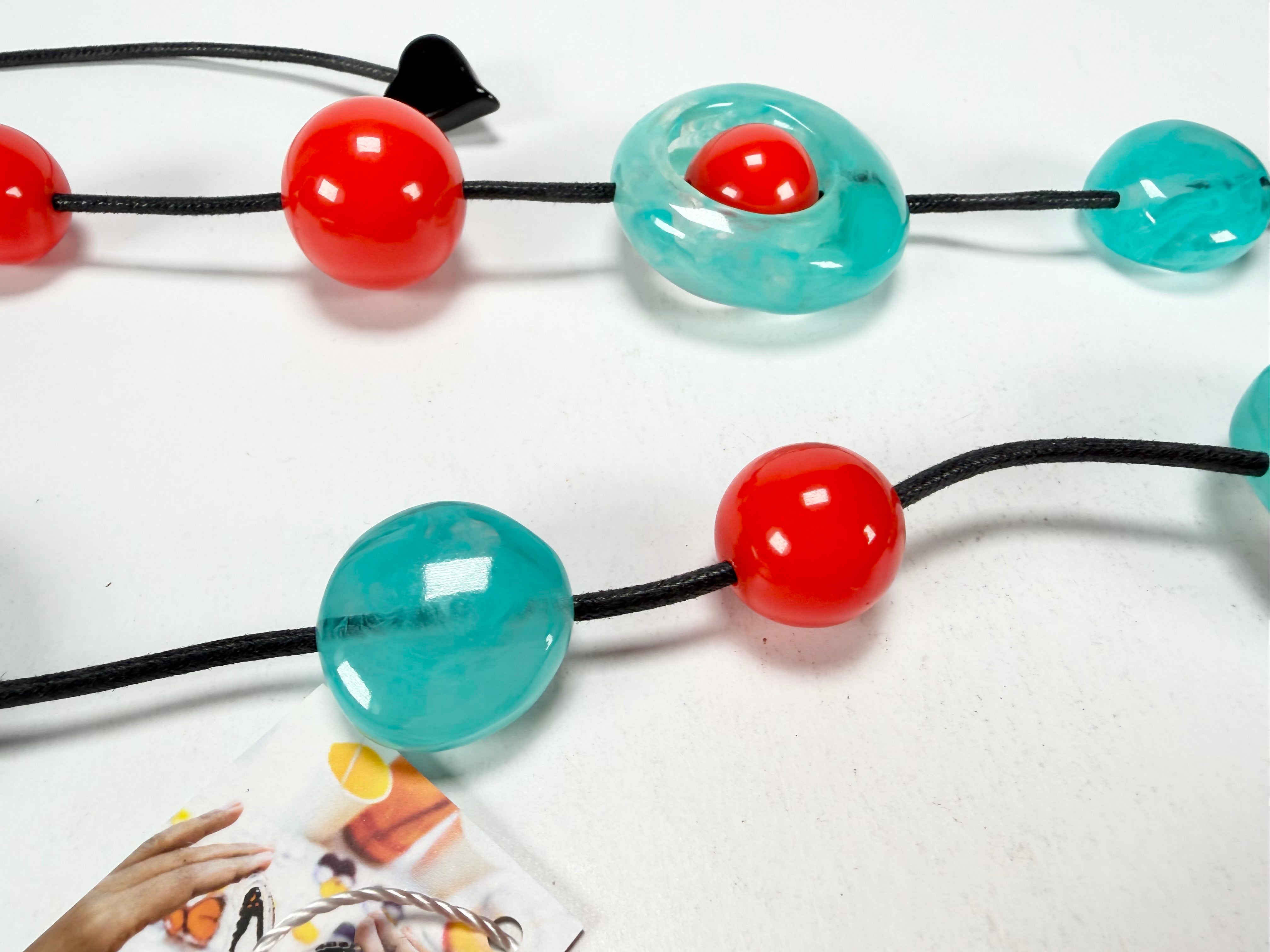 Zsiska - ORI 12 Bead Marbled Turquoise Resin Necklace ( 7430101TURQQ12 )