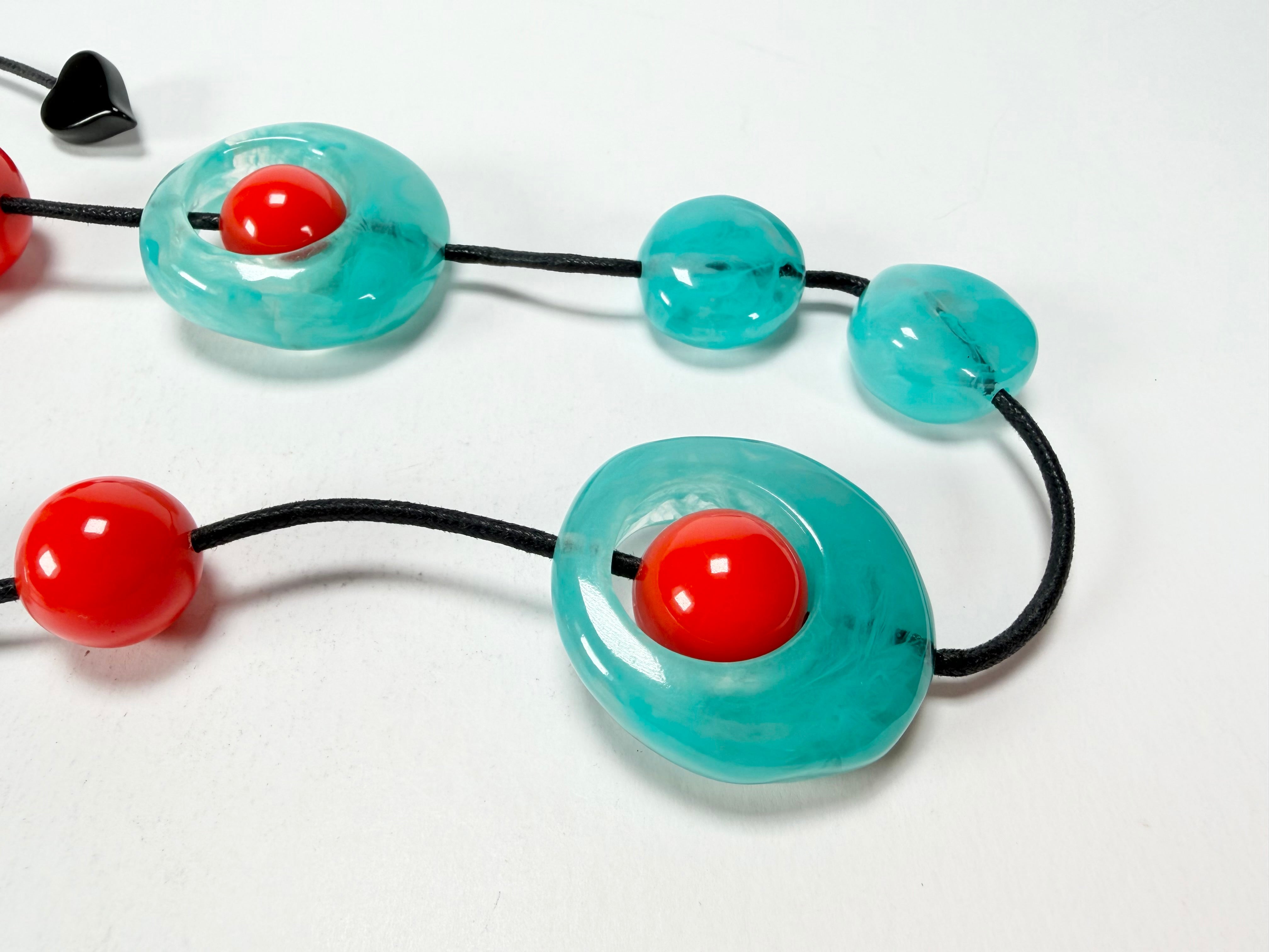 Zsiska - ORI 12 Bead Marbled Turquoise Resin Necklace ( 7430101TURQQ12 )