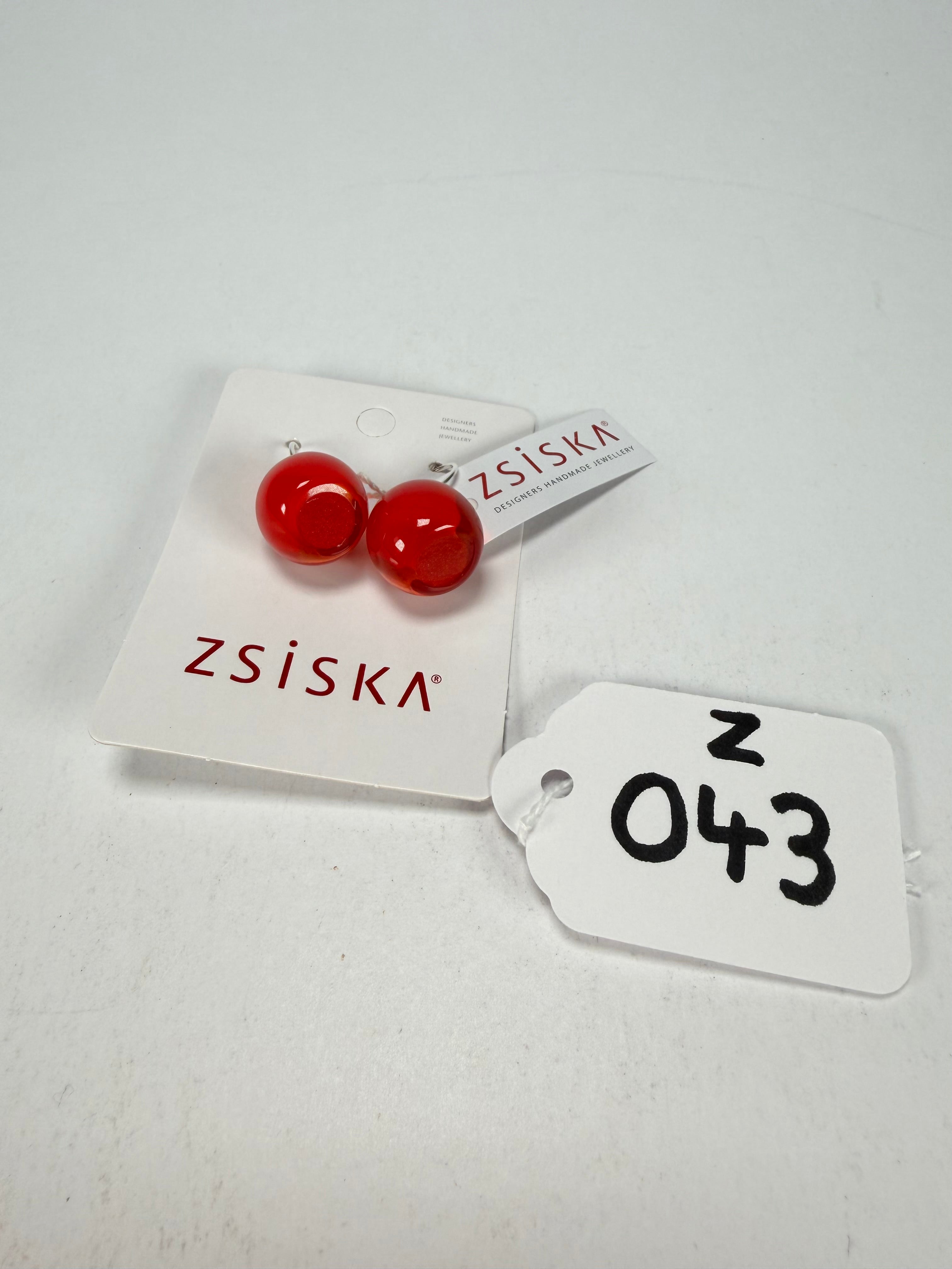 Zsiska - Colourful Beads Short Hook Red Resin Earrings ( 40105039132Q00 )