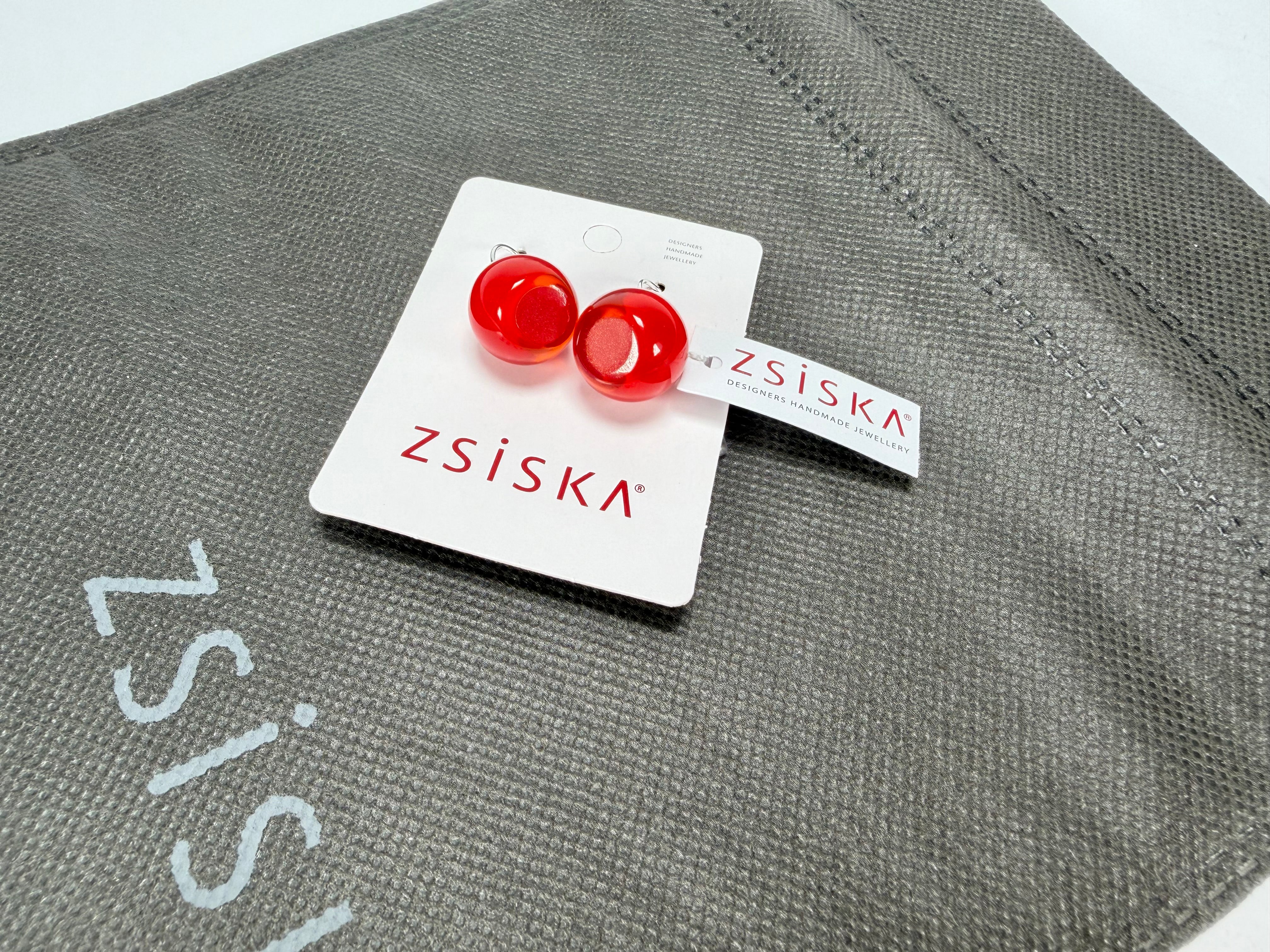 Zsiska - Colourful Beads Short Hook Red Resin Earrings ( 40105039132Q00 )