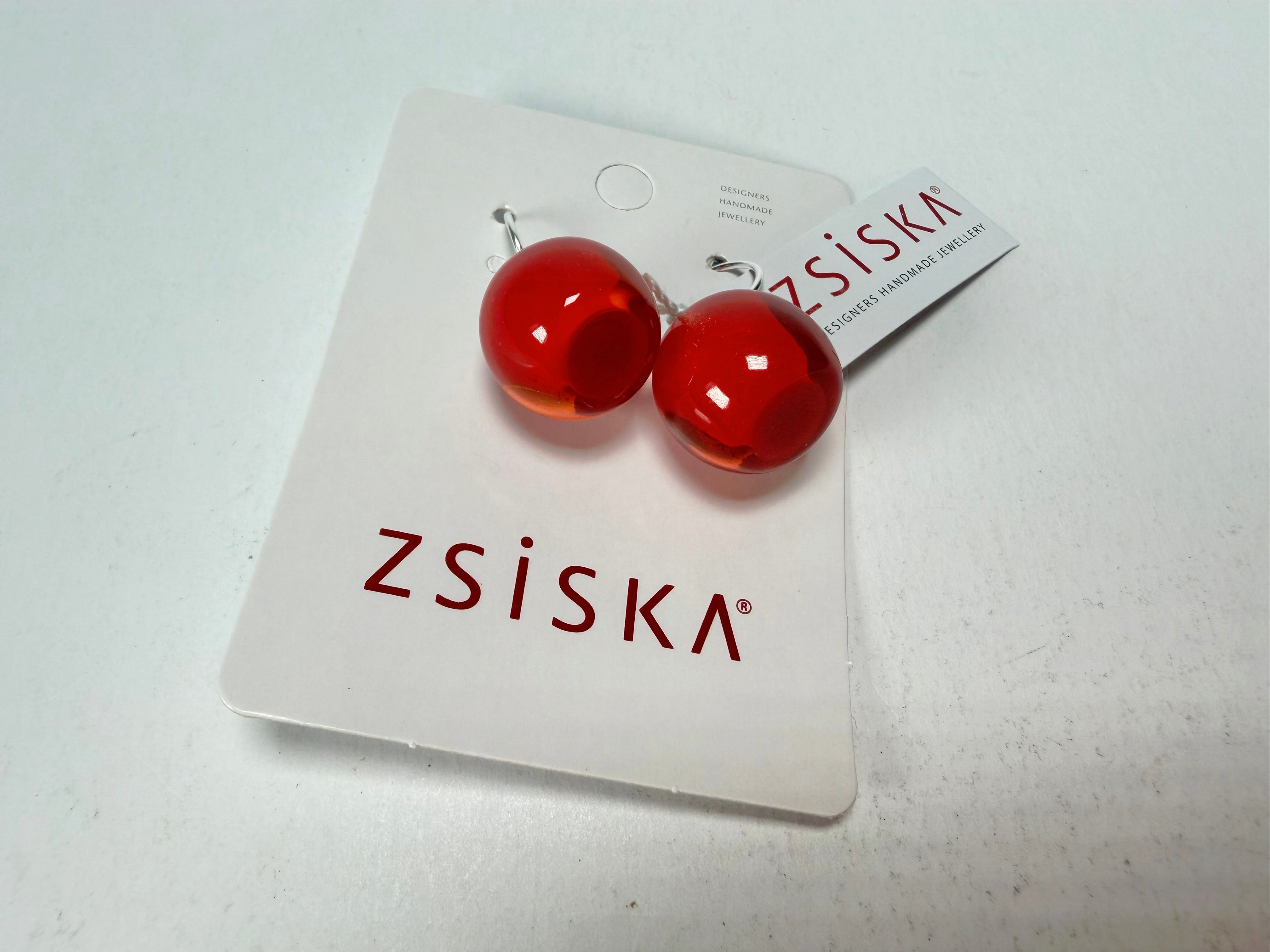 Zsiska - Colourful Beads Short Hook Red Resin Earrings ( 40105039132Q00 )