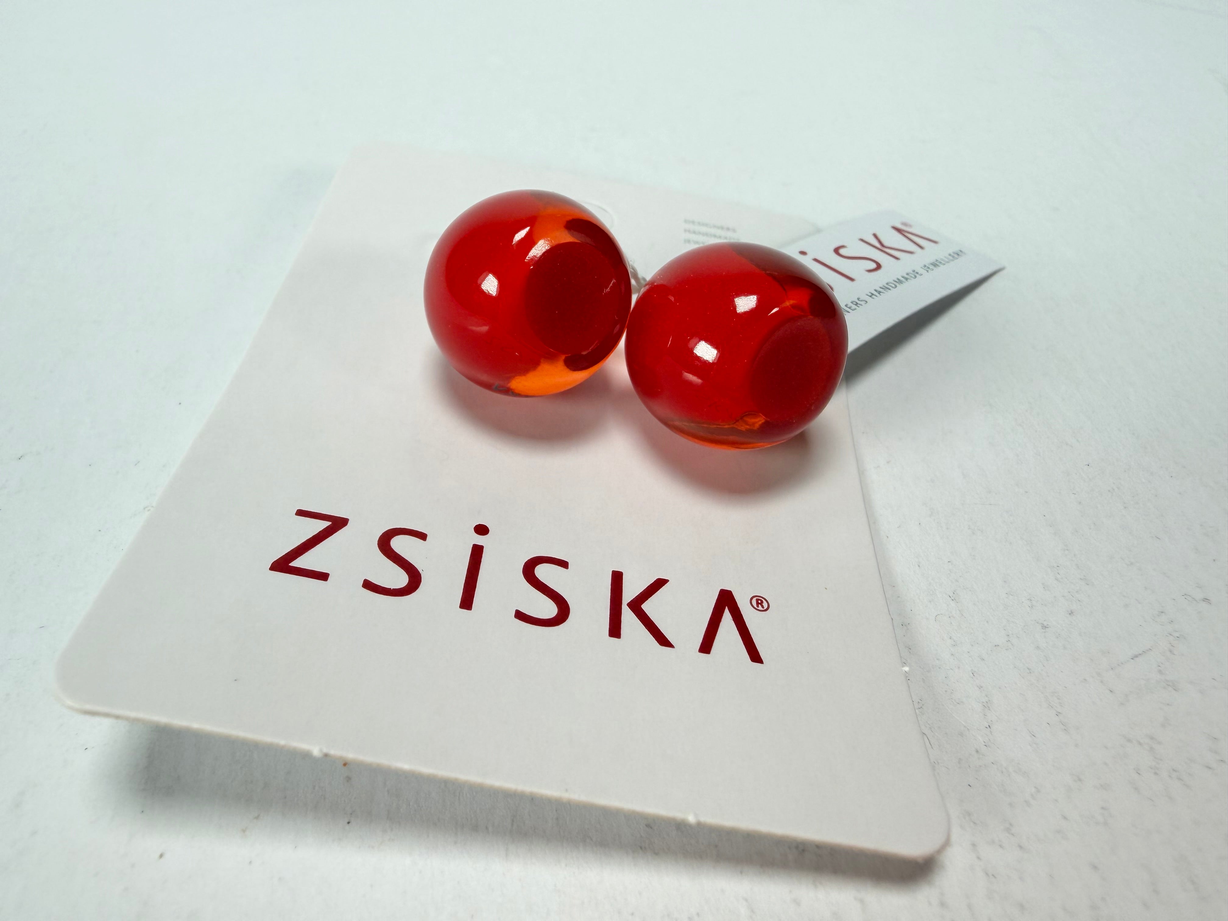 Zsiska - Colourful Beads Short Hook Red Resin Earrings ( 40105039132Q00 )