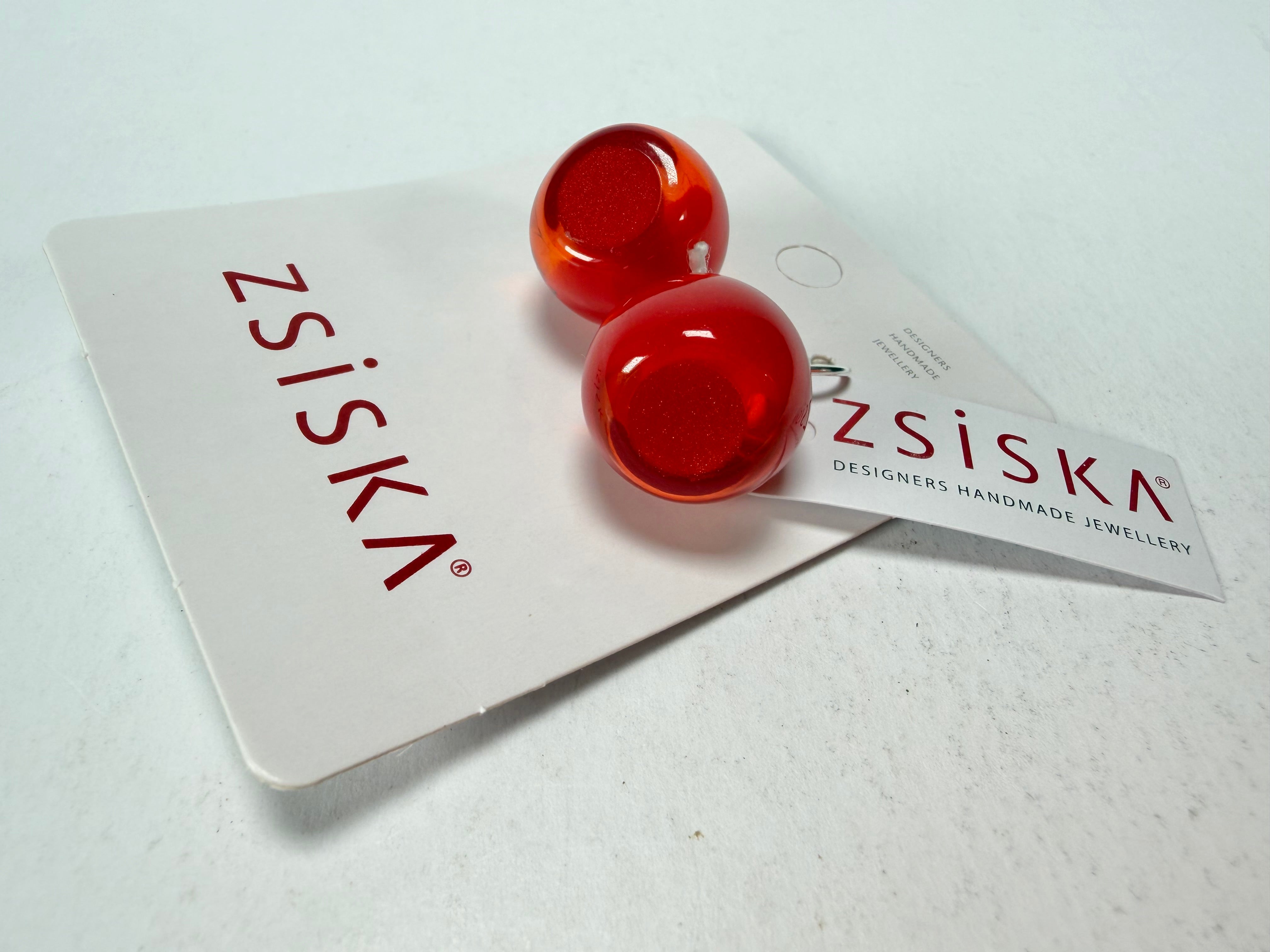Zsiska - Colourful Beads Short Hook Red Resin Earrings ( 40105039132Q00 )