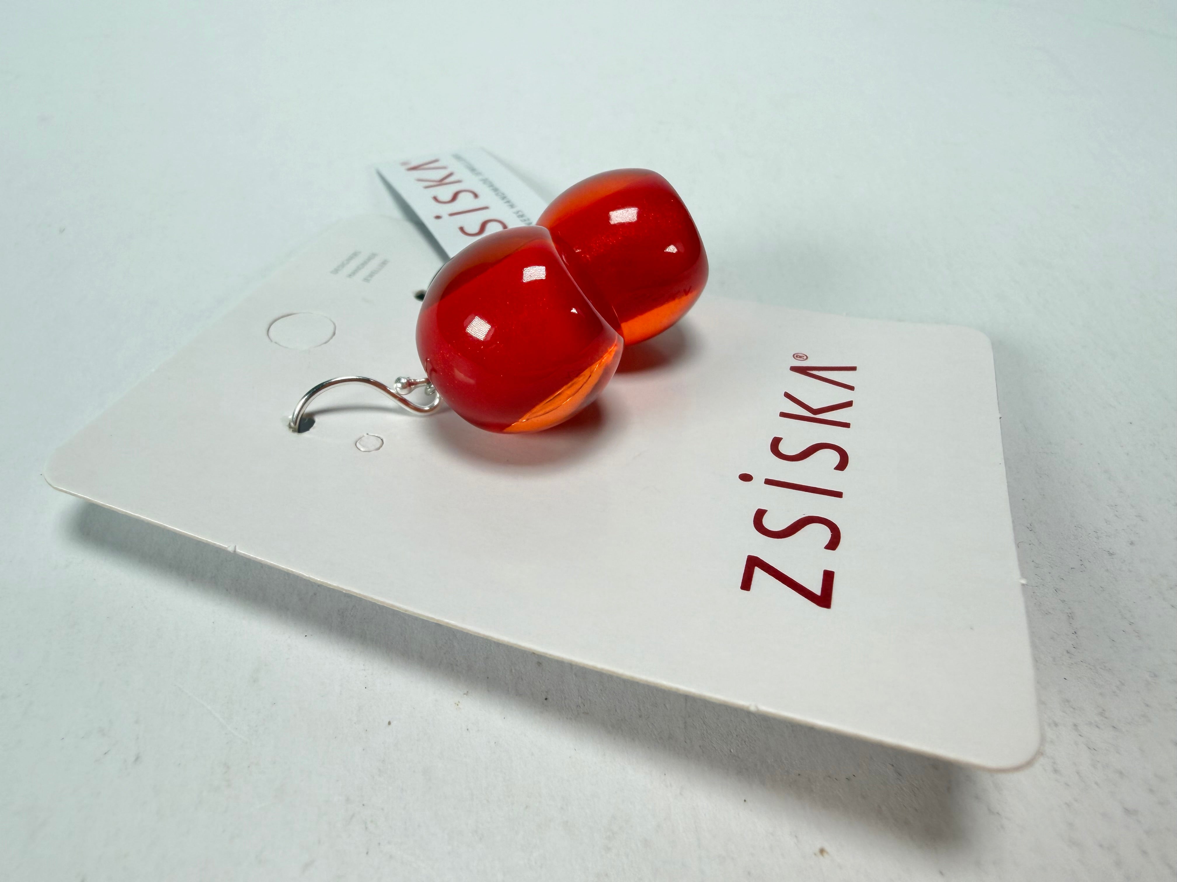 Zsiska - Colourful Beads Short Hook Red Resin Earrings ( 40105039132Q00 )