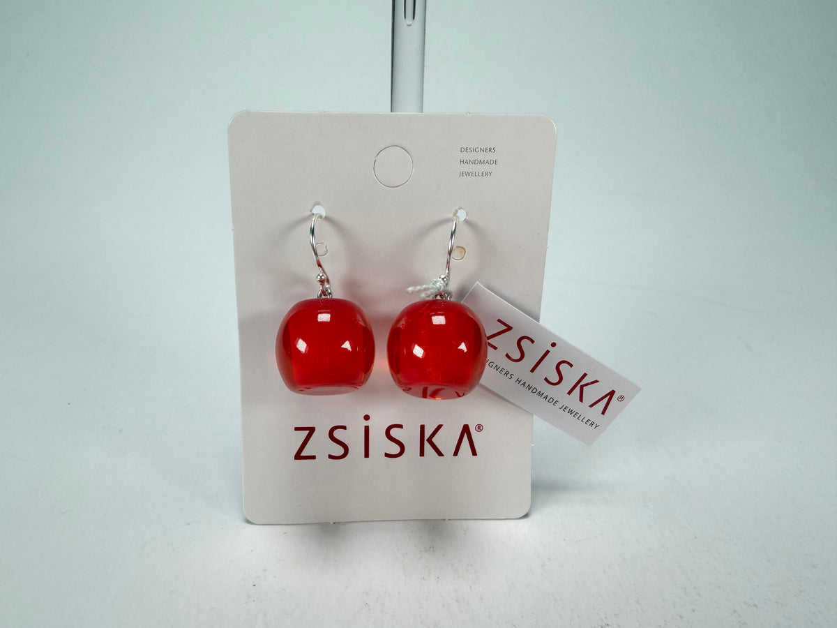 Zsiska - Colourful Beads Short Hook Red Resin Earrings ( 40105039132Q00 )