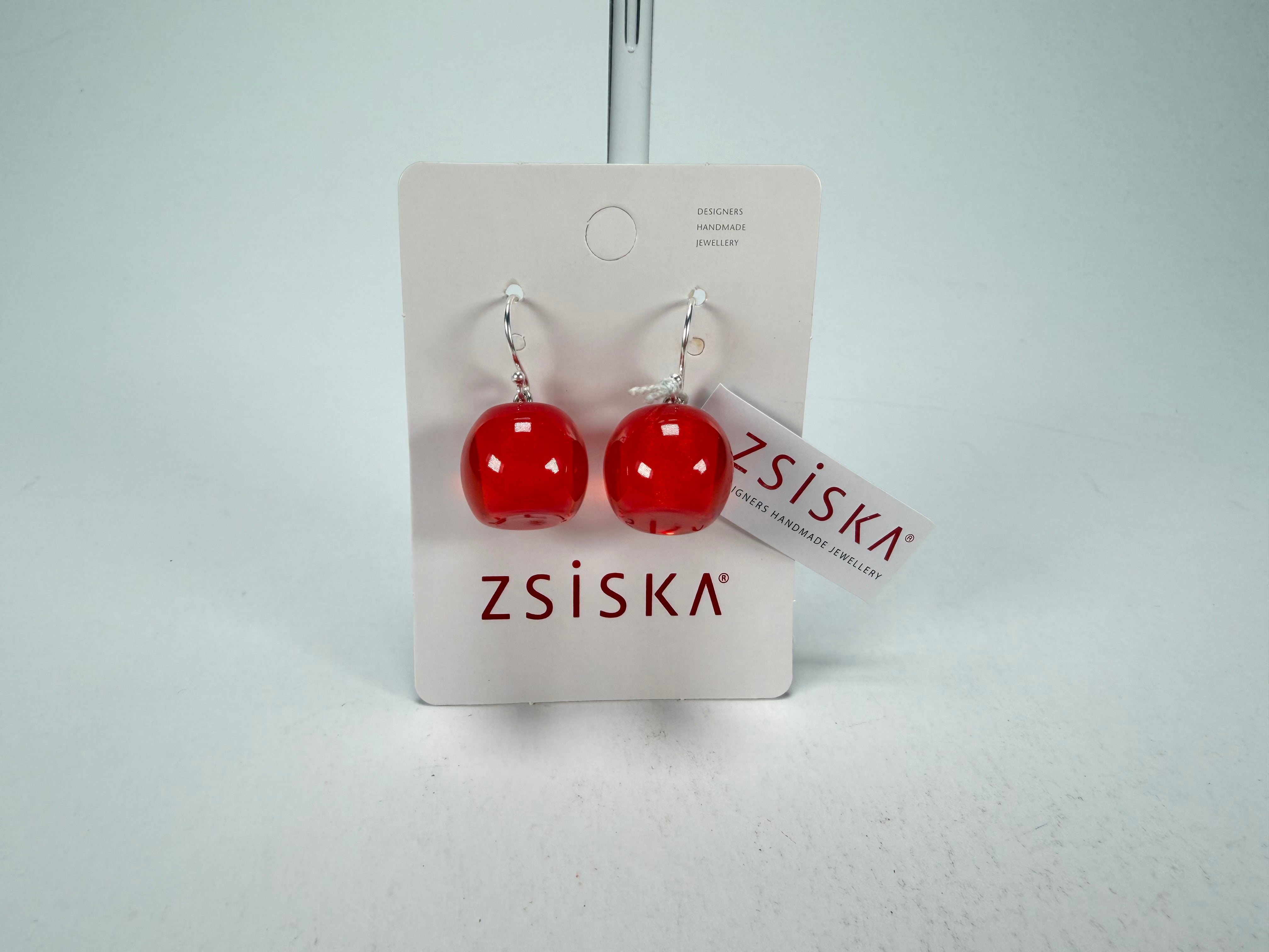 Zsiska - Colourful Beads Short Hook Red Resin Earrings ( 40105039132Q00 )