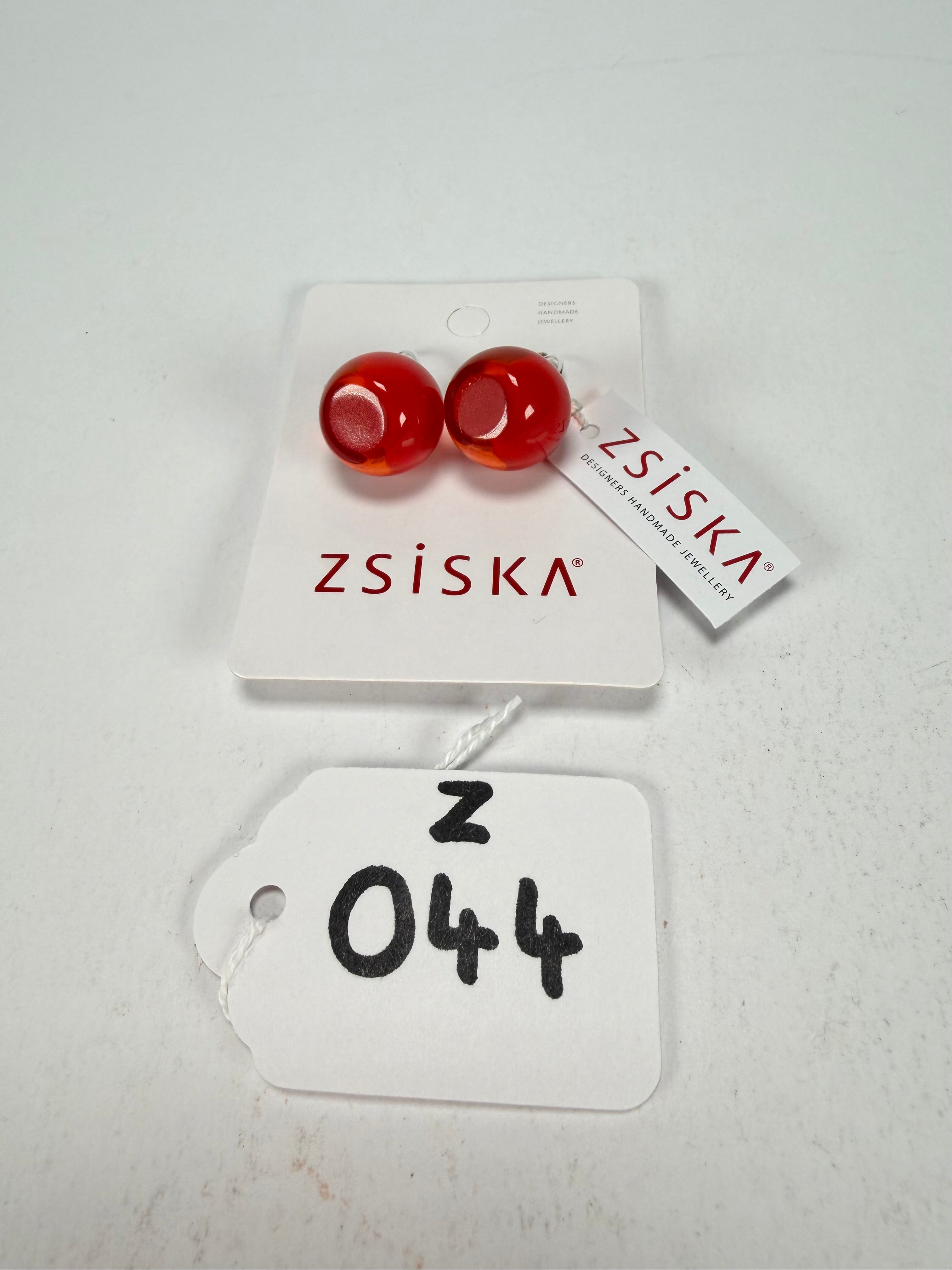 Zsiska - Colourful Beads Short Hook Red Resin Earrings ( 40105039132Q00 )