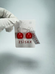 Zsiska - Colourful Beads Short Hook Red Resin Earrings ( 40105039132Q00 )