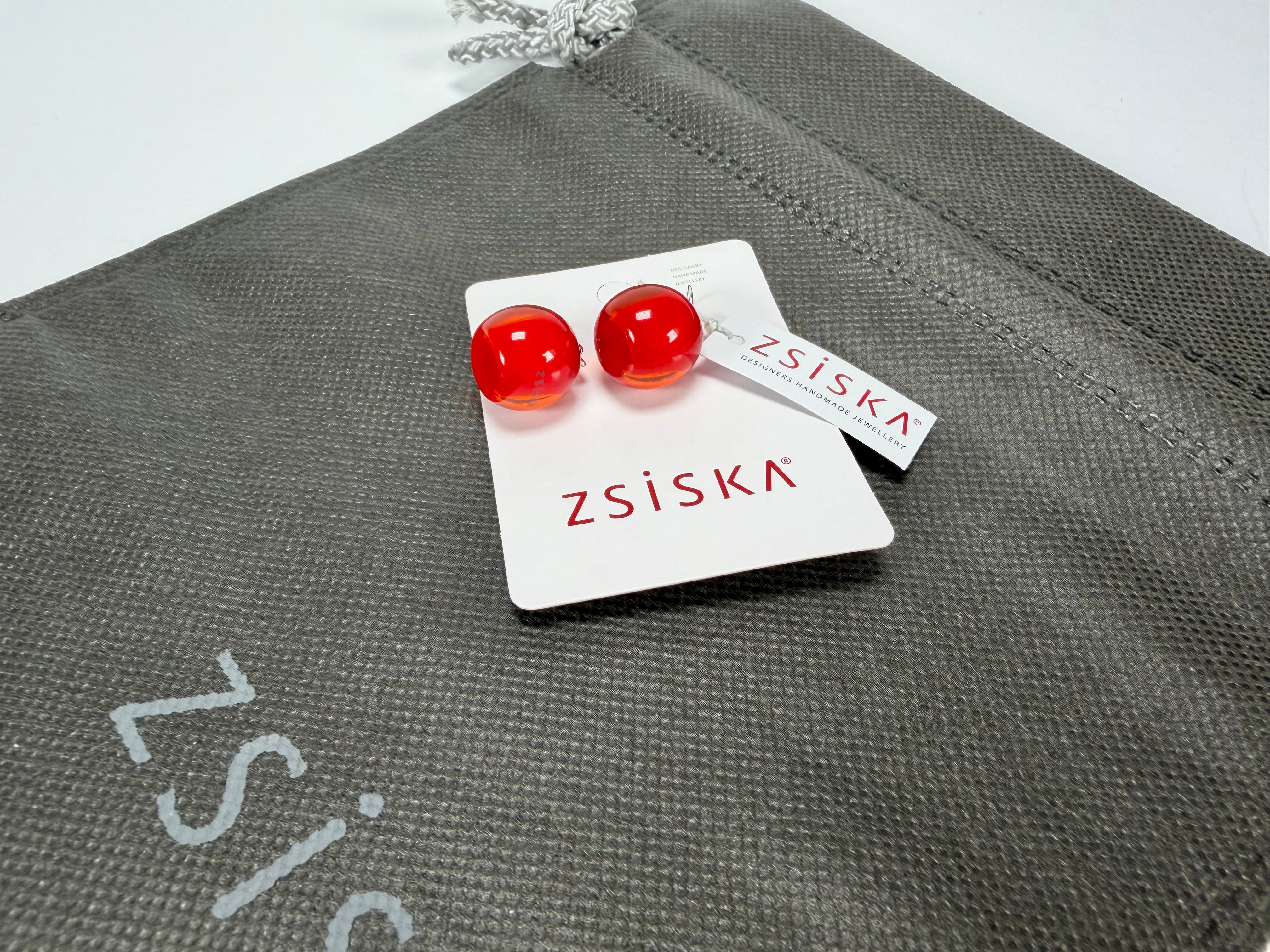 Zsiska - Colourful Beads Short Hook Red Resin Earrings ( 40105039132Q00 )