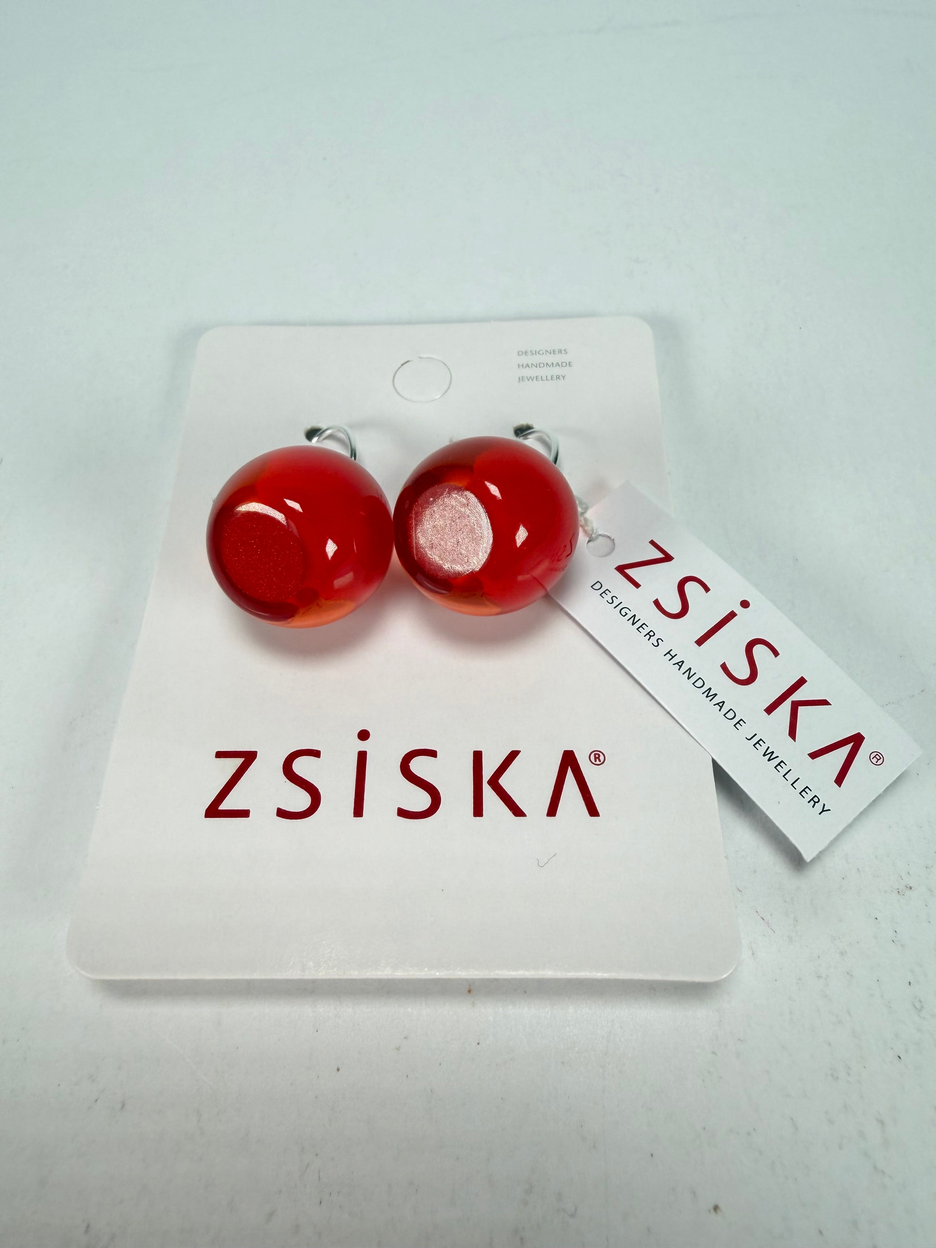 Zsiska - Colourful Beads Short Hook Red Resin Earrings ( 40105039132Q00 )