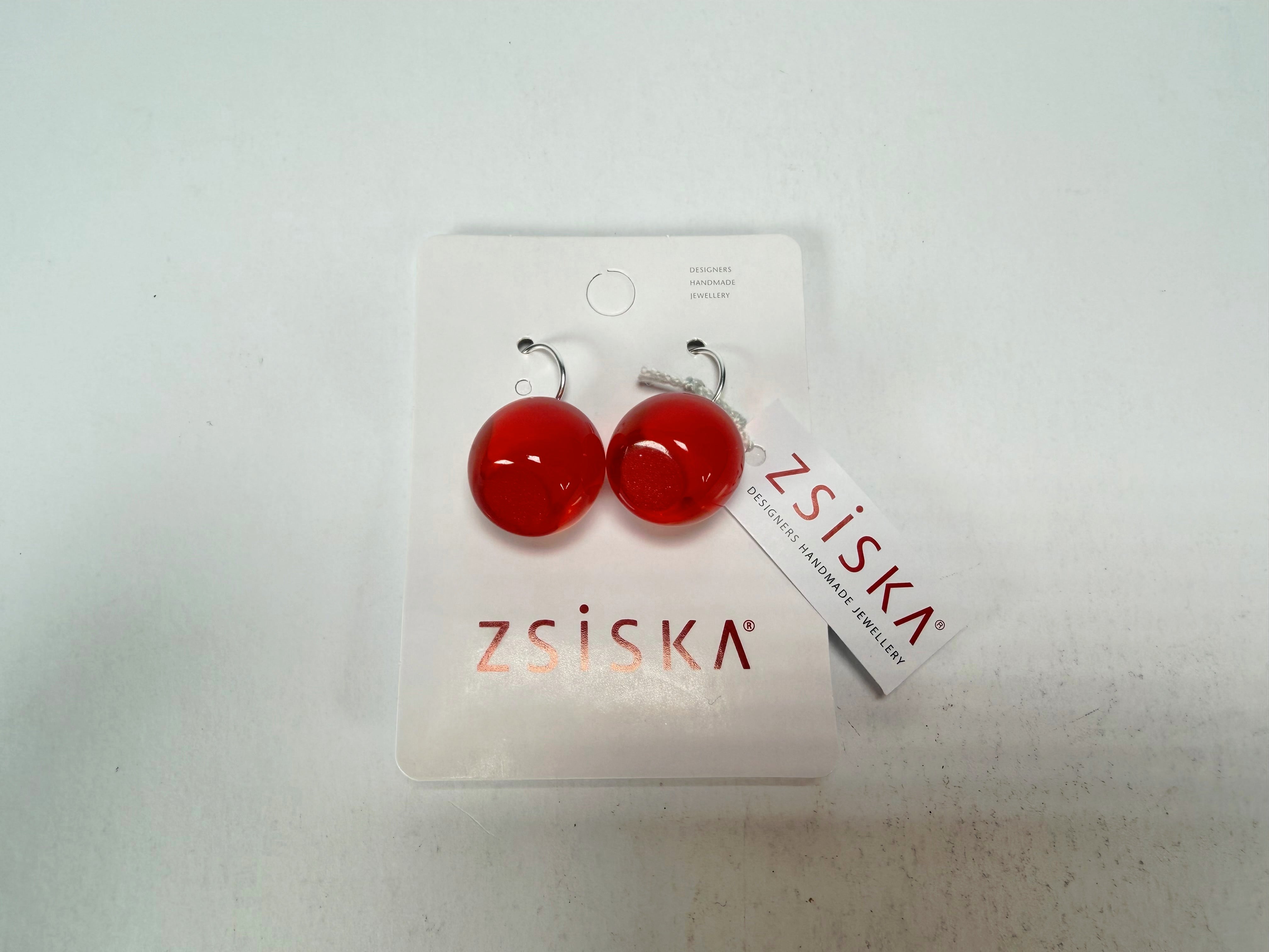 Zsiska - Colourful Beads Short Hook Red Resin Earrings ( 40105039132Q00 )