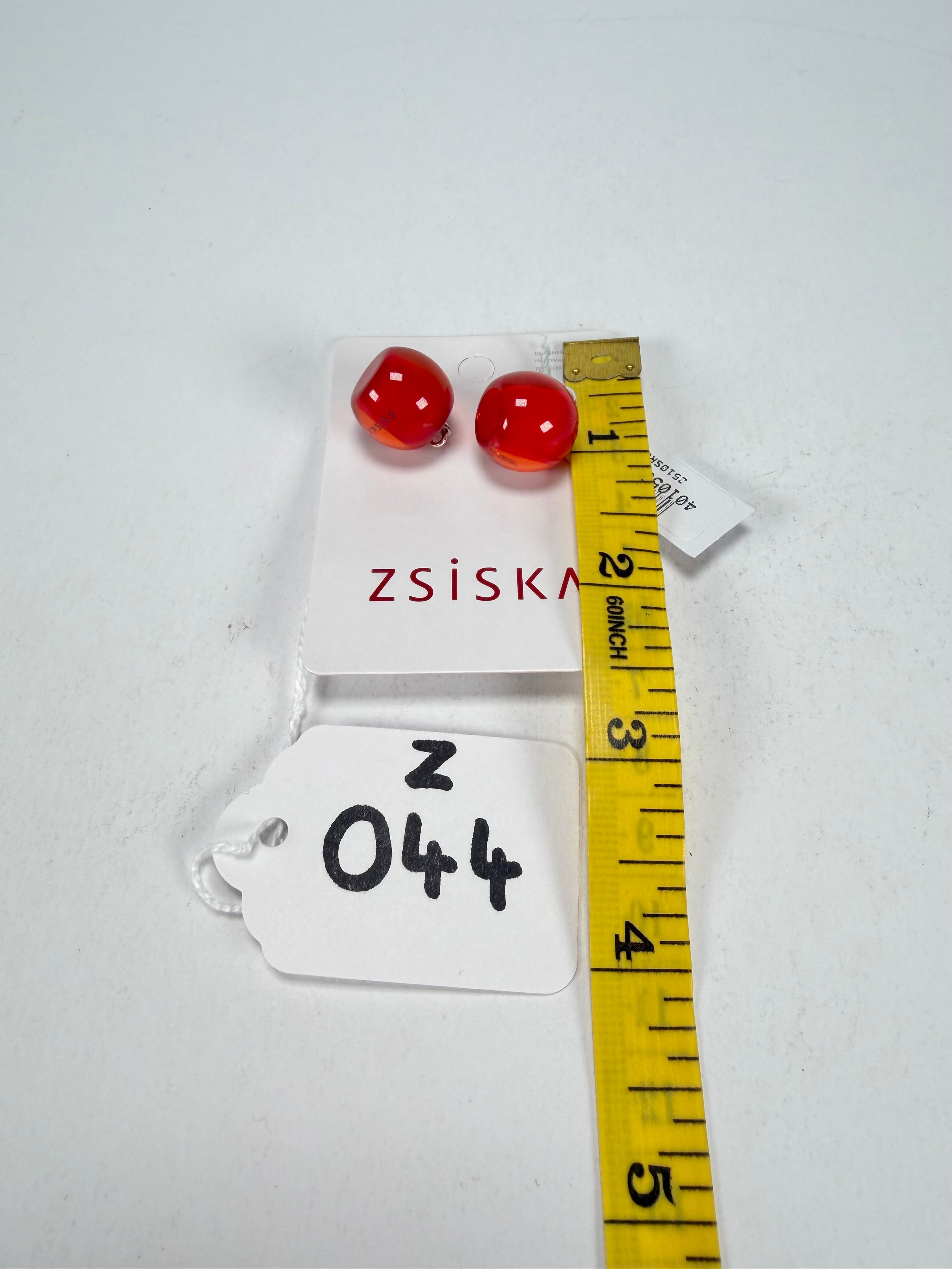 Zsiska - Colourful Beads Short Hook Red Resin Earrings ( 40105039132Q00 )