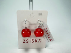 Zsiska - Colourful Beads Short Hook Red Resin Earrings ( 40105039132Q00 )