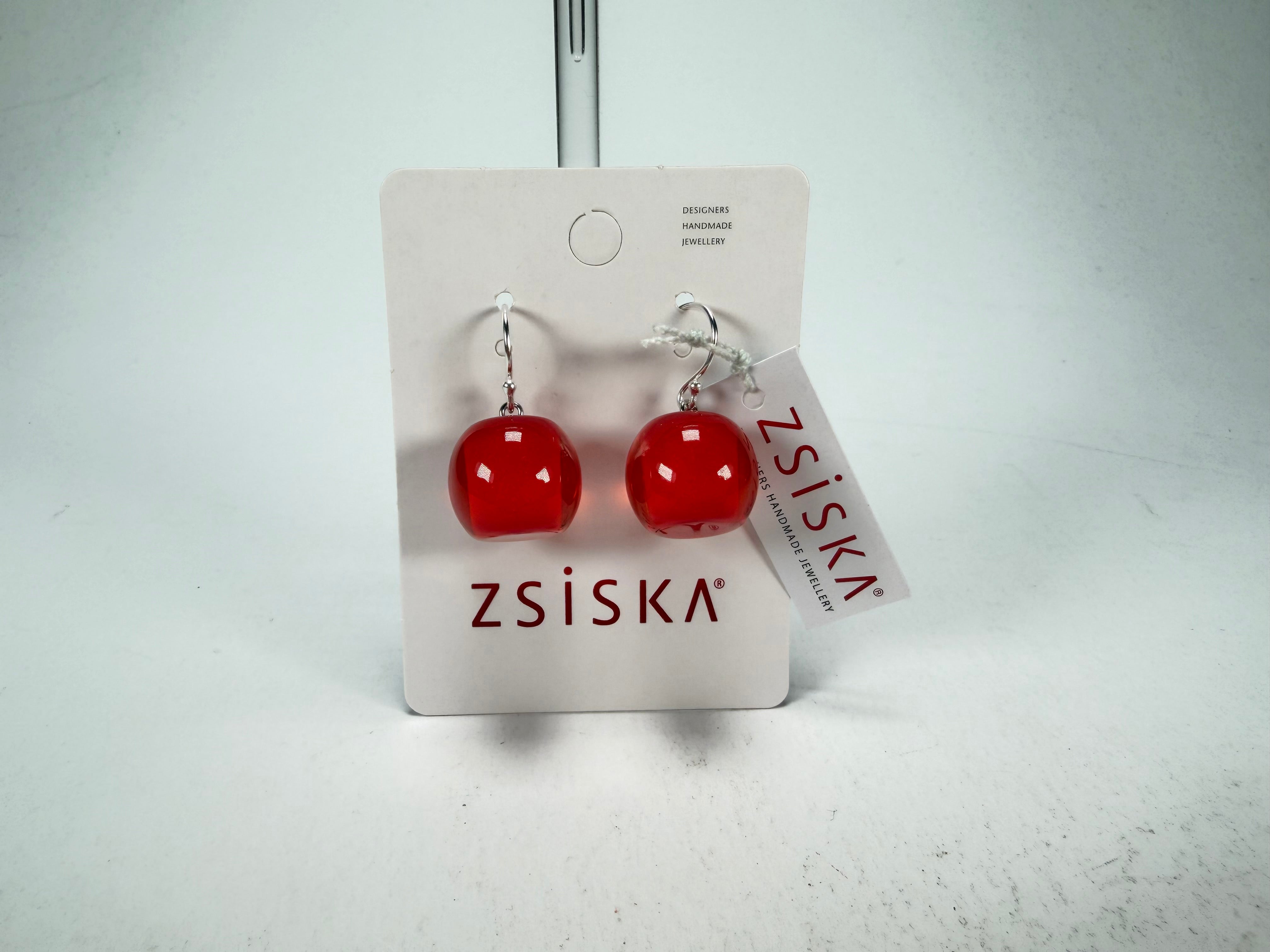 Zsiska - Colourful Beads Short Hook Red Resin Earrings ( 40105039132Q00 )