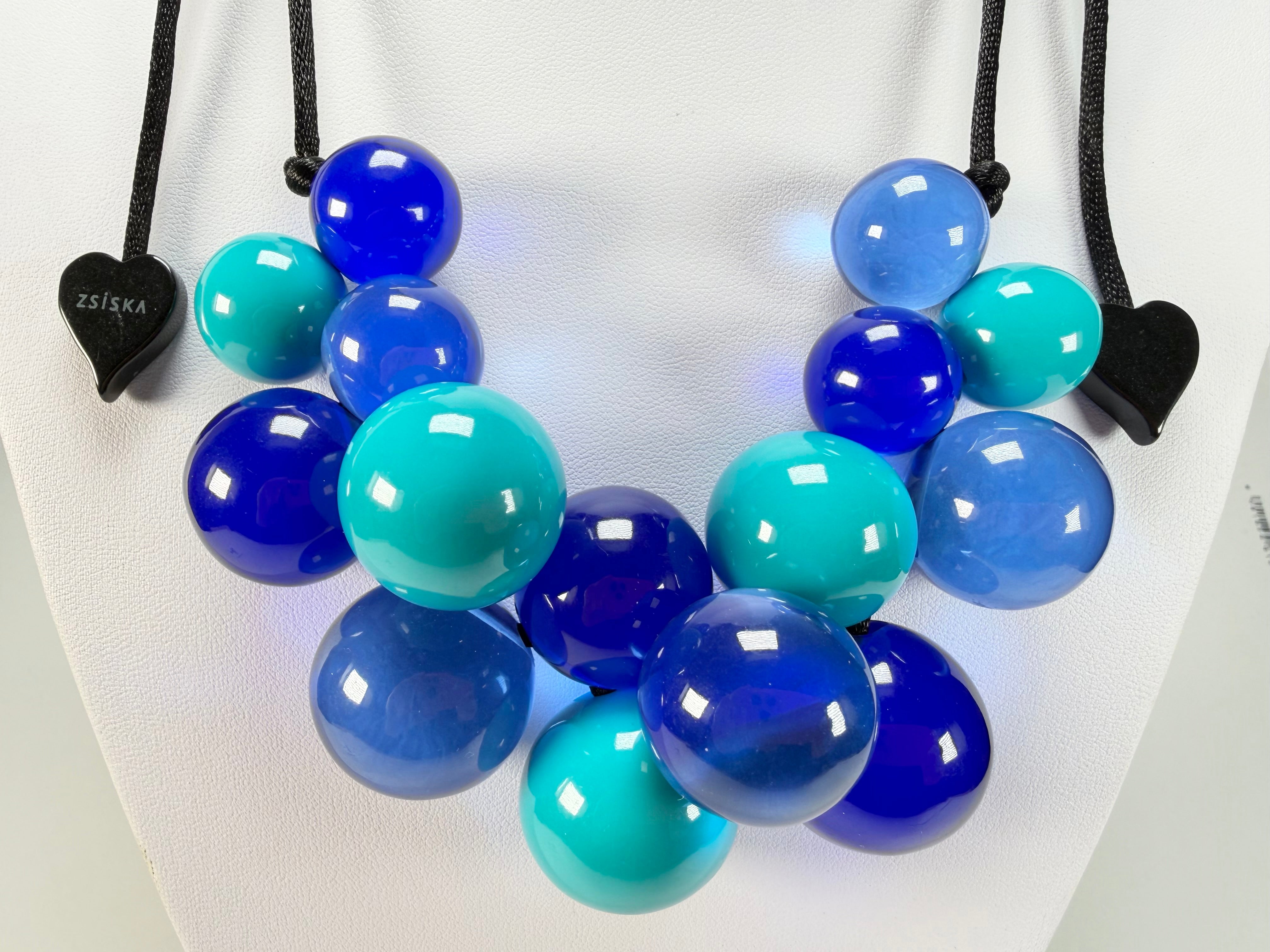 Zsiska - Baubles Blue & Turquoise Resin Necklace ( P230101BAU1Q15 )
