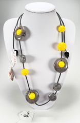 Zsiska - ORI 12 Bead Marbled Grey Resin Necklace ( 7430101GREYQ12 )