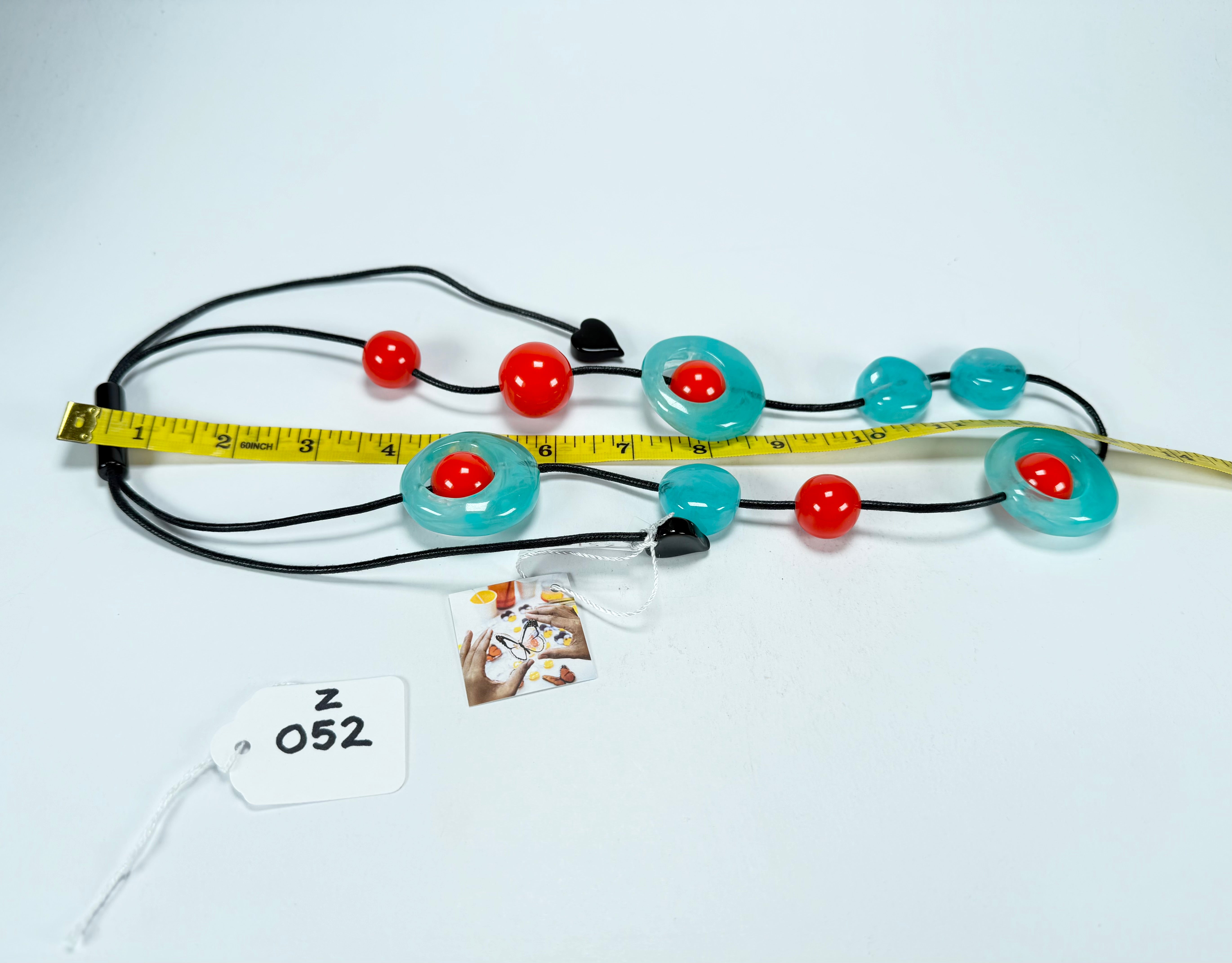 Zsiska - ORI 12 Bead Marbled Turquoise Resin Necklace ( 7430101TURQQ12 )
