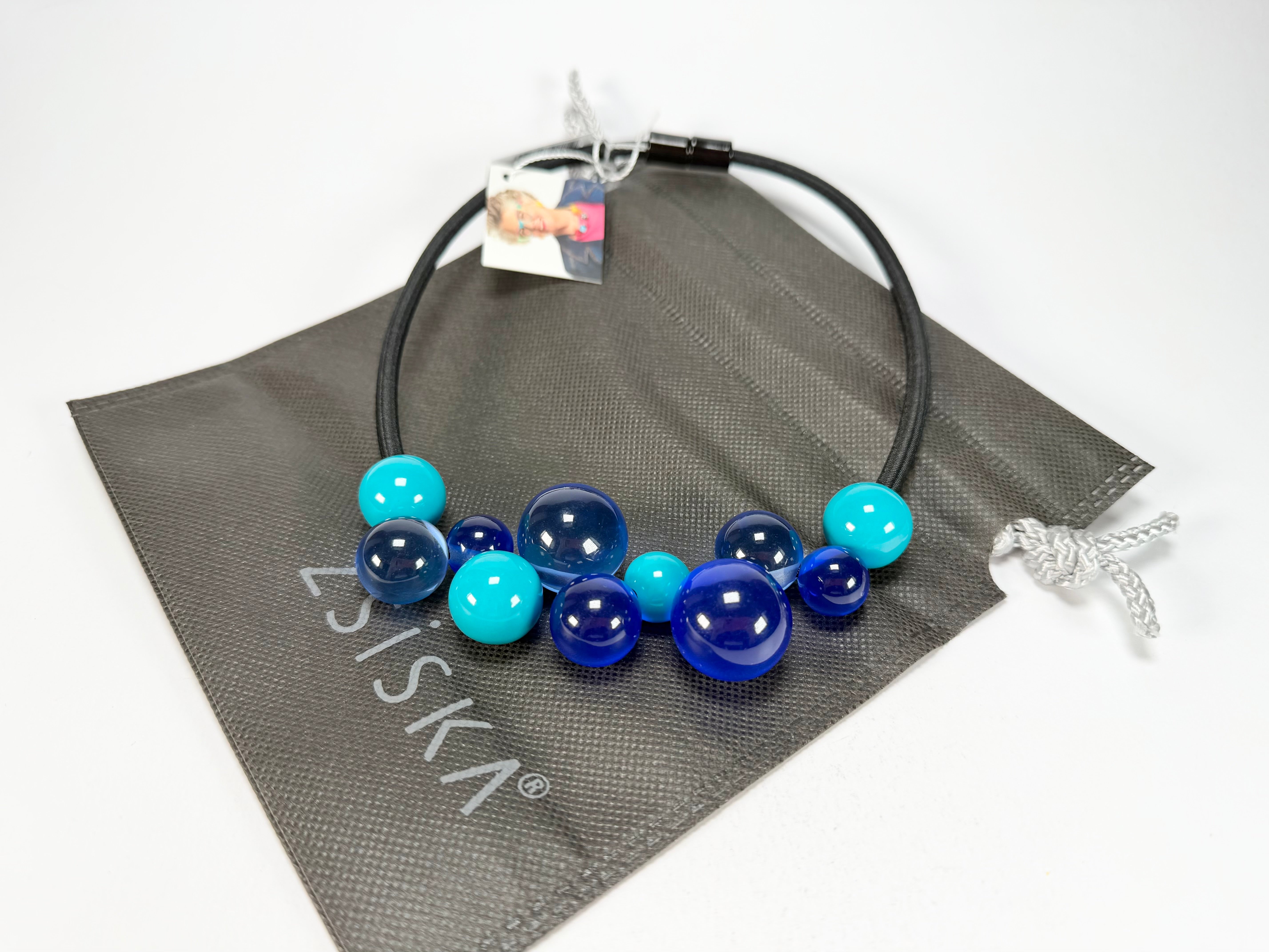 Zsiska - Baubles Blue & Turquoise 11 Bead Resin Necklace ( P230150BAU1Q11 )
