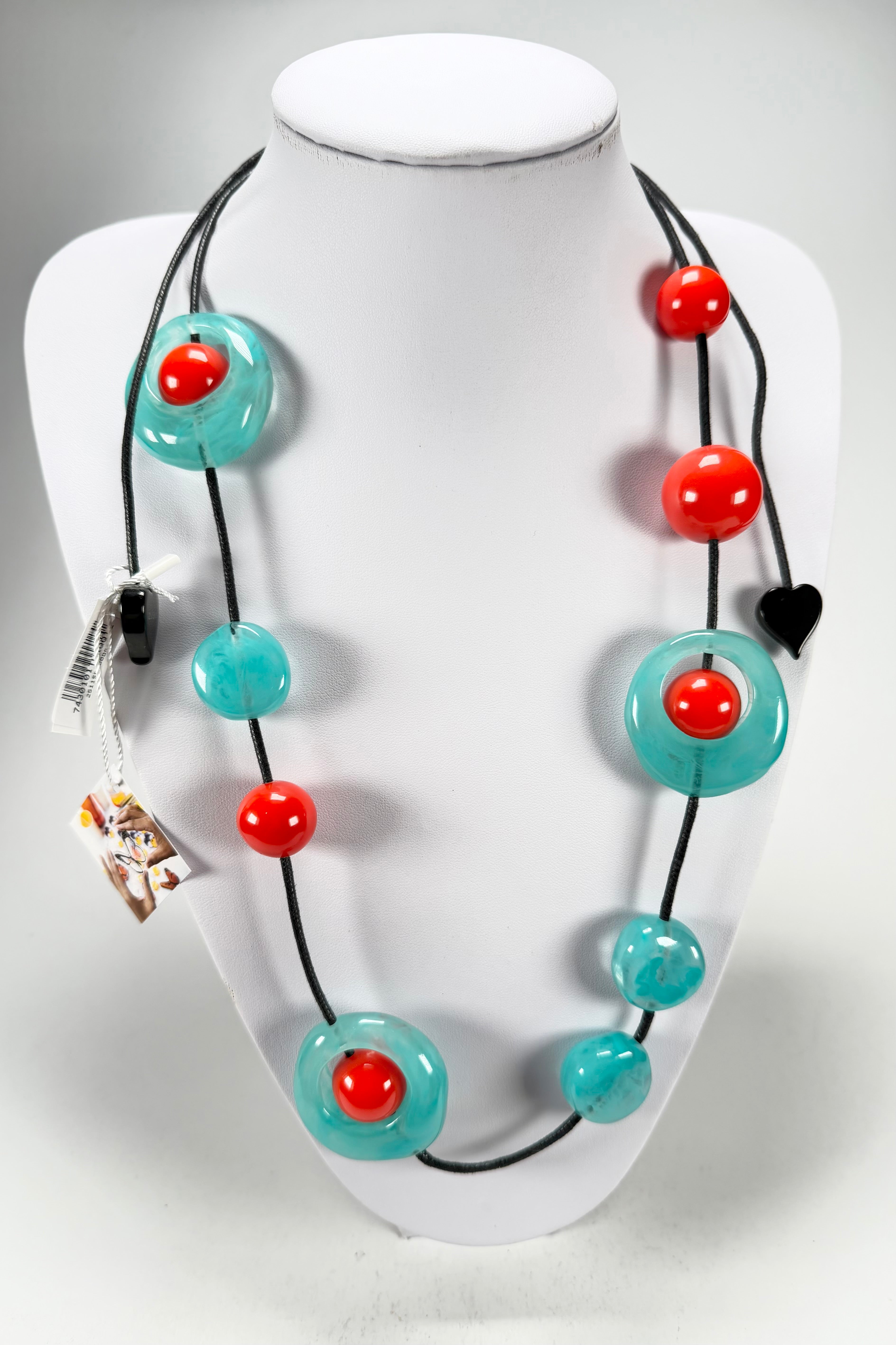 Zsiska - ORI 12 Bead Marbled Turquoise Resin Necklace ( 7430101TURQQ12 )