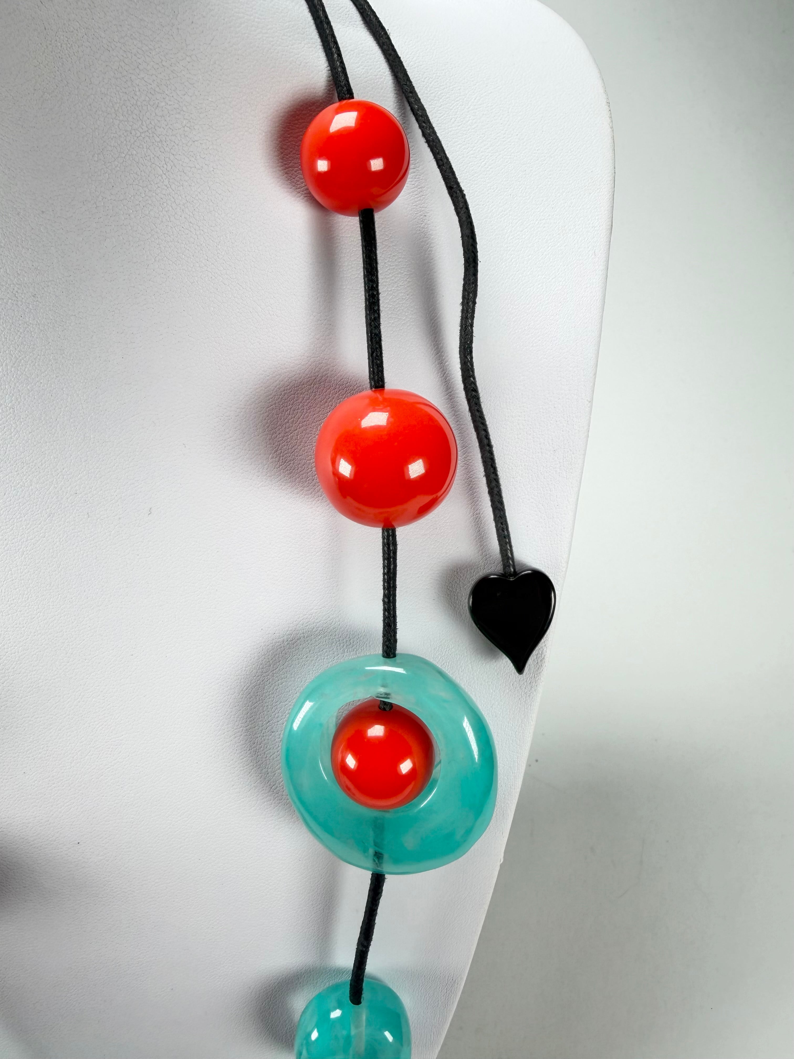 Zsiska - ORI 12 Bead Marbled Turquoise Resin Necklace ( 7430101TURQQ12 )