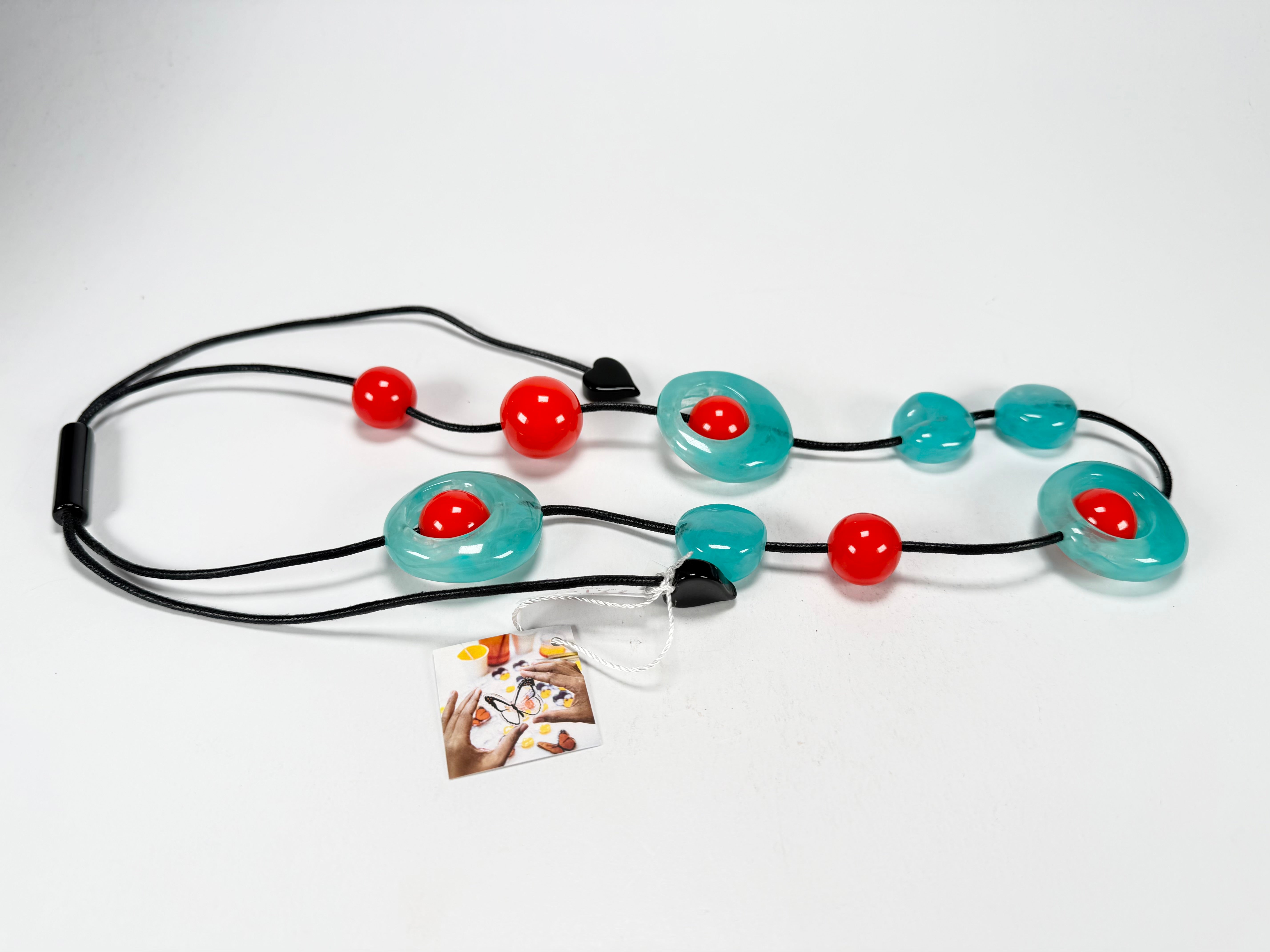 Zsiska - ORI 12 Bead Marbled Turquoise Resin Necklace ( 7430101TURQQ12 )