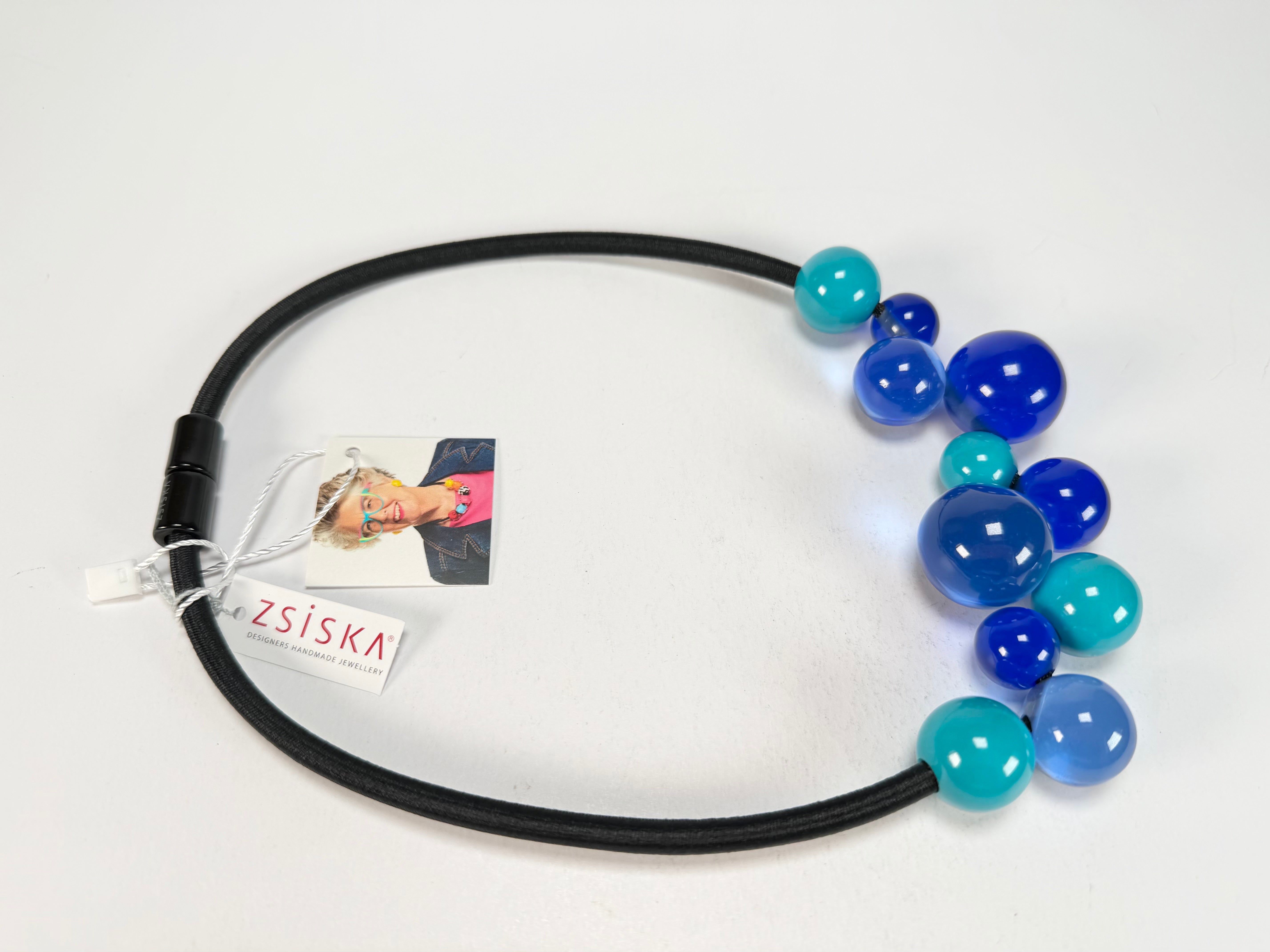 Zsiska - Baubles Blue & Turquoise 11 Bead Resin Necklace ( P230150BAU1Q11 )