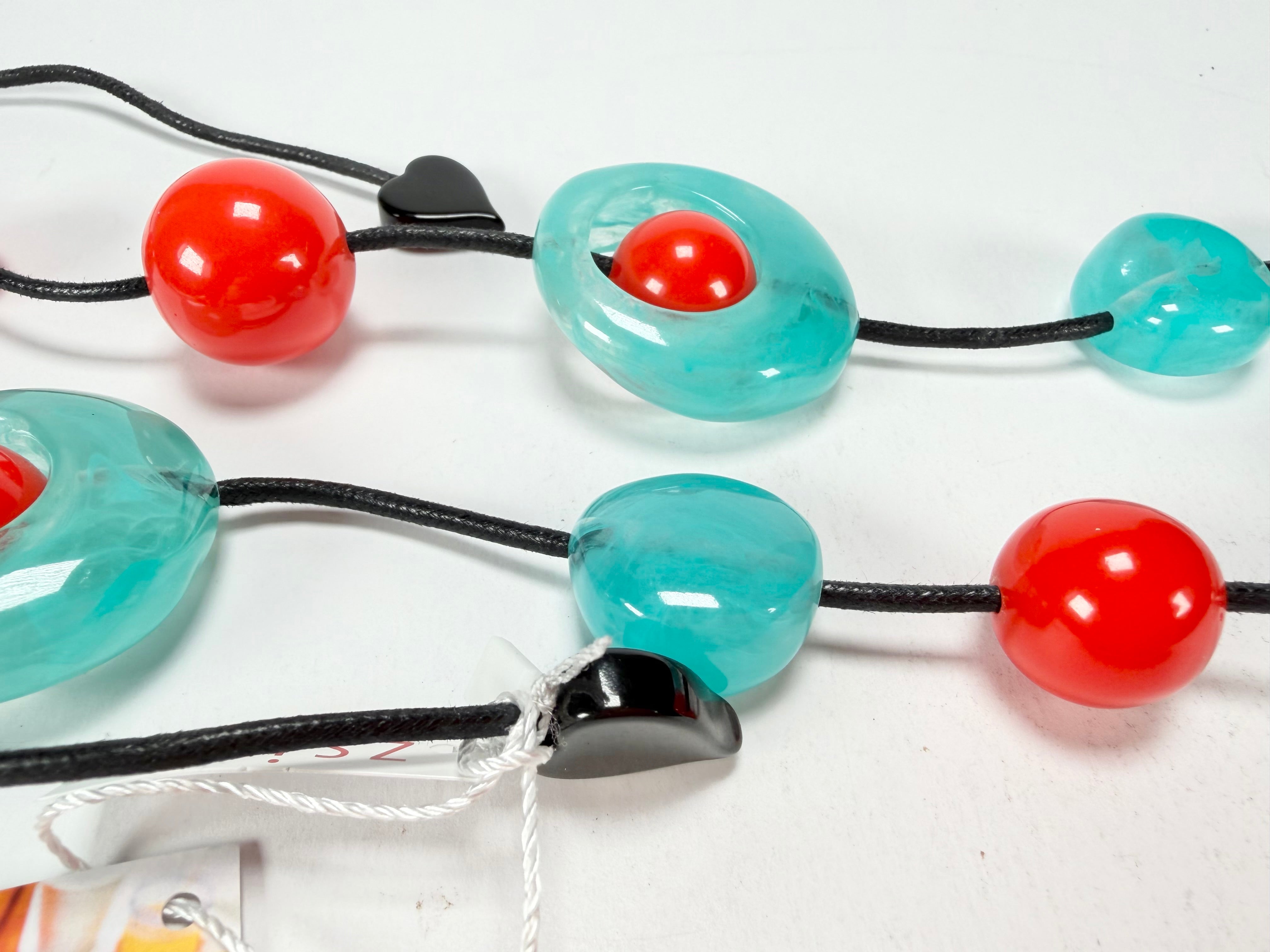 Zsiska - ORI 12 Bead Marbled Turquoise Resin Necklace ( 7430101TURQQ12 )