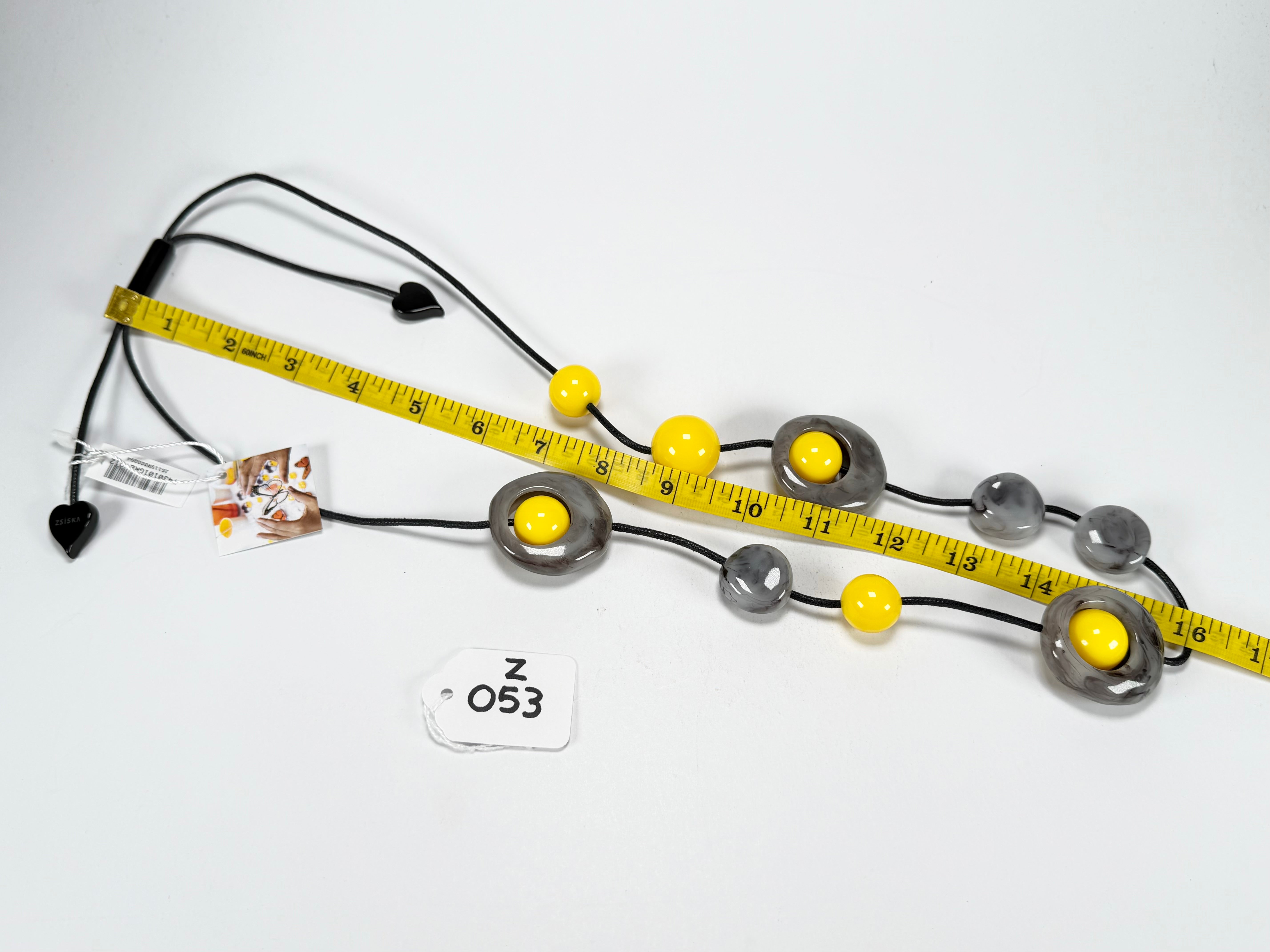 Zsiska - ORI 12 Bead Marbled Grey Resin Necklace ( 7430101GREYQ12 )