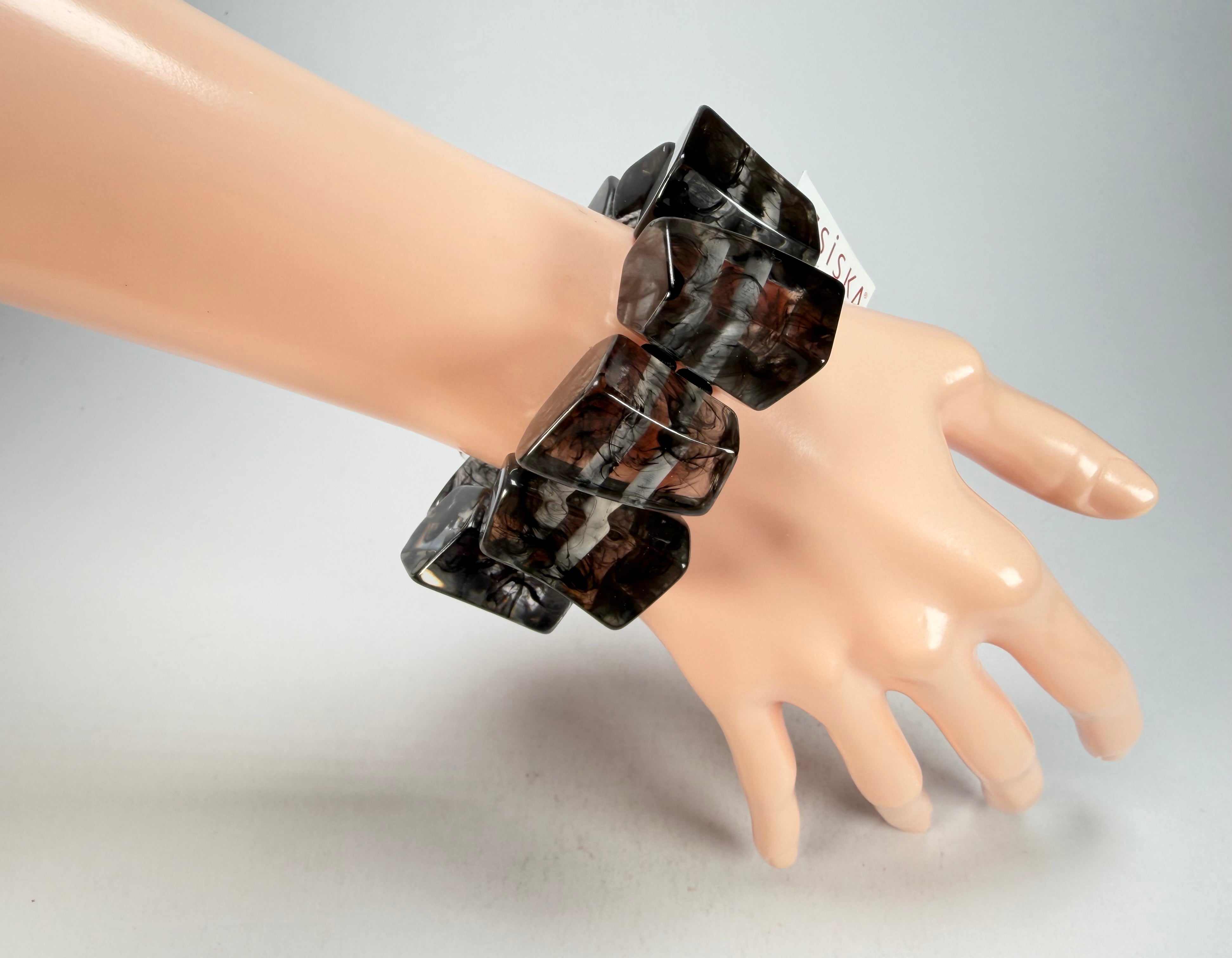 Zsiska - Emocion Marble Black Large Resin Bracelet ( 9150301MBLAQ0L )