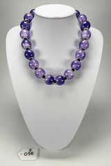 Zsiska - Colourful Beads 20 Bead Marble Purple Resin Necklace ( 4010117MPURQ20 )