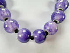 Zsiska - Colourful Beads 20 Bead Marble Purple Resin Necklace ( 4010117MPURQ20 )