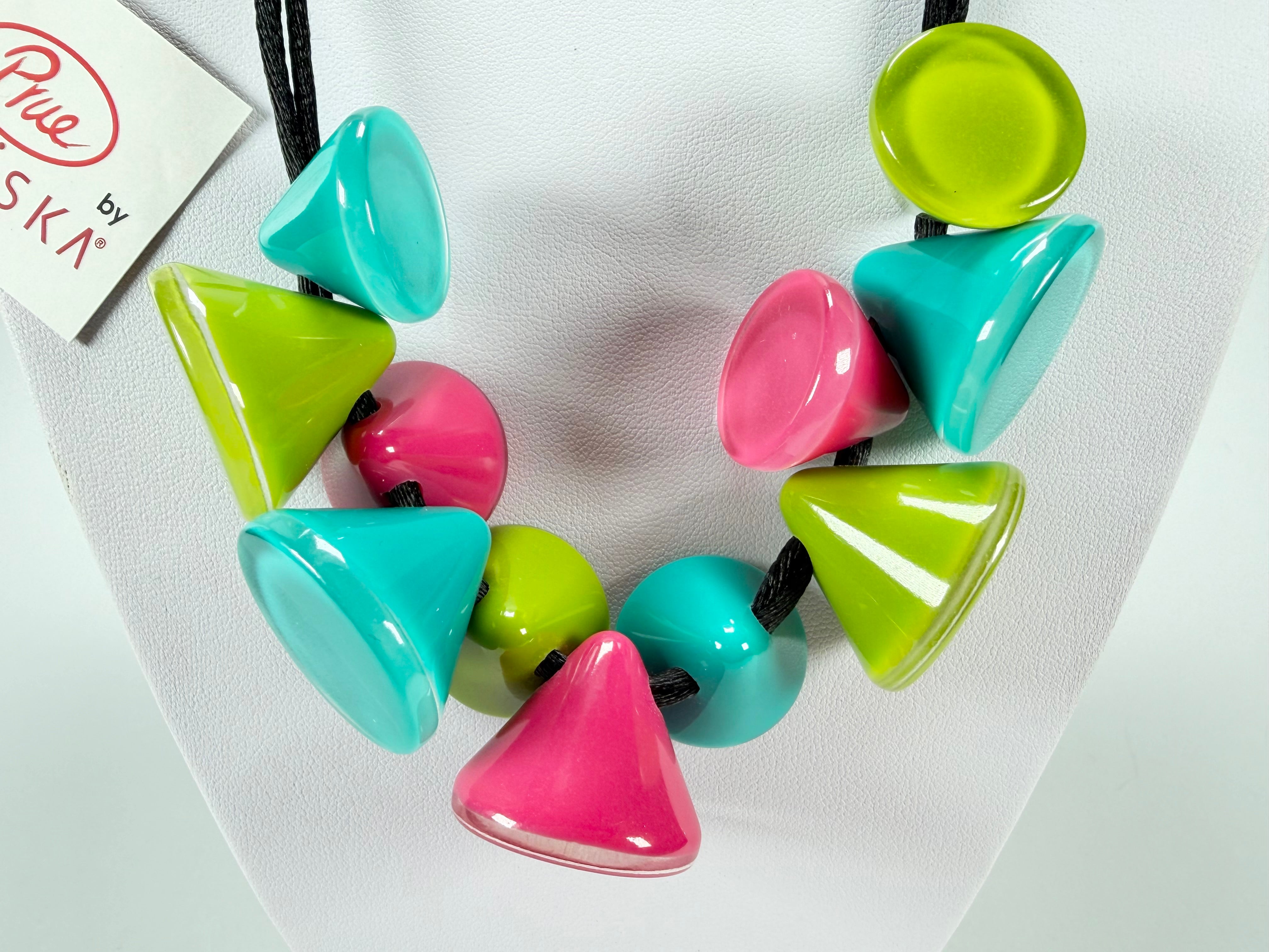 Zsiska - Joy 11 Bead Cool Colours Resin Necklace ( P150102JOY3Q11 )