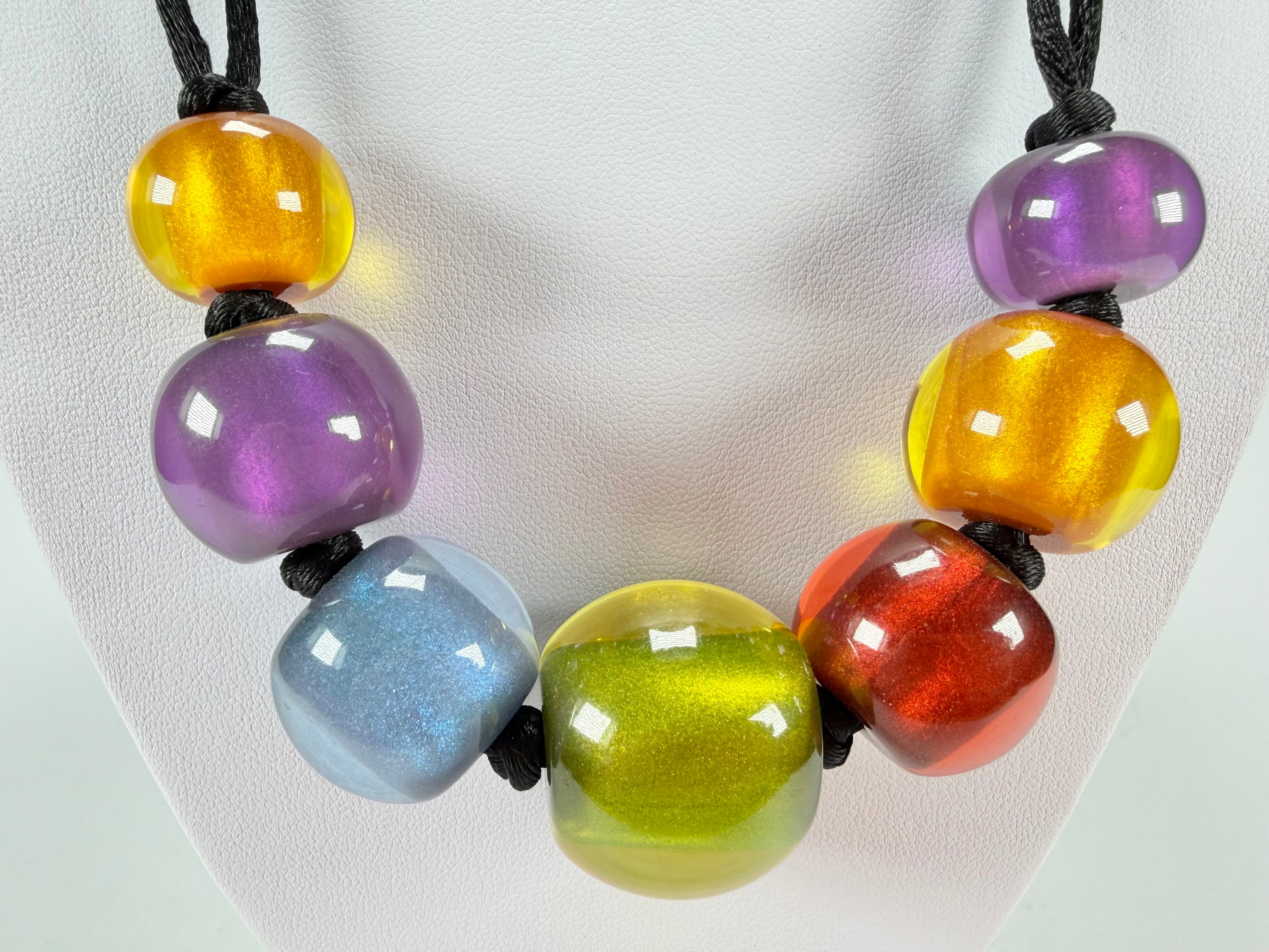 Zsiska - Colourful Beads 7 Bead New Spectrum Resin Necklace ( 40101470499Q07 )