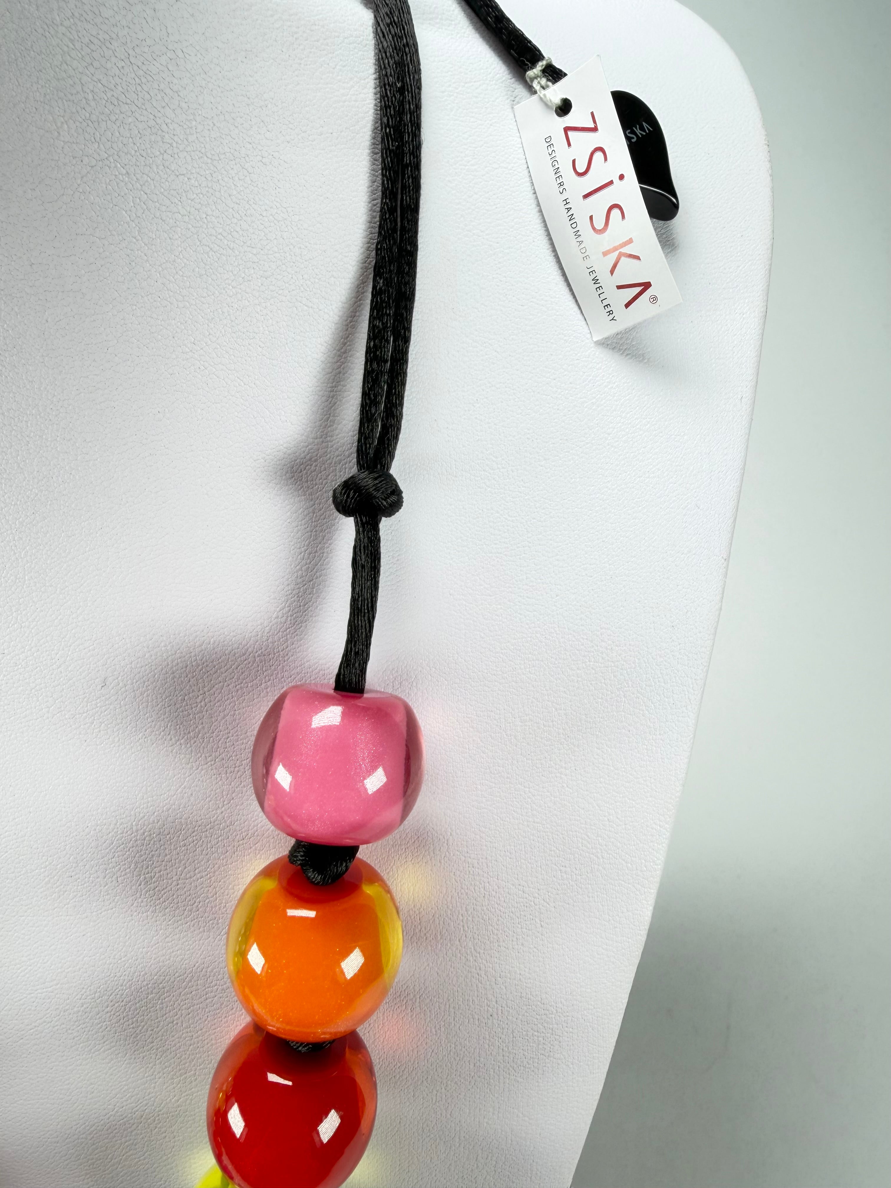 Zsiska - Colourful Beads 12 Bead Spectrum Resin Necklace ( 40101390400Q12 )