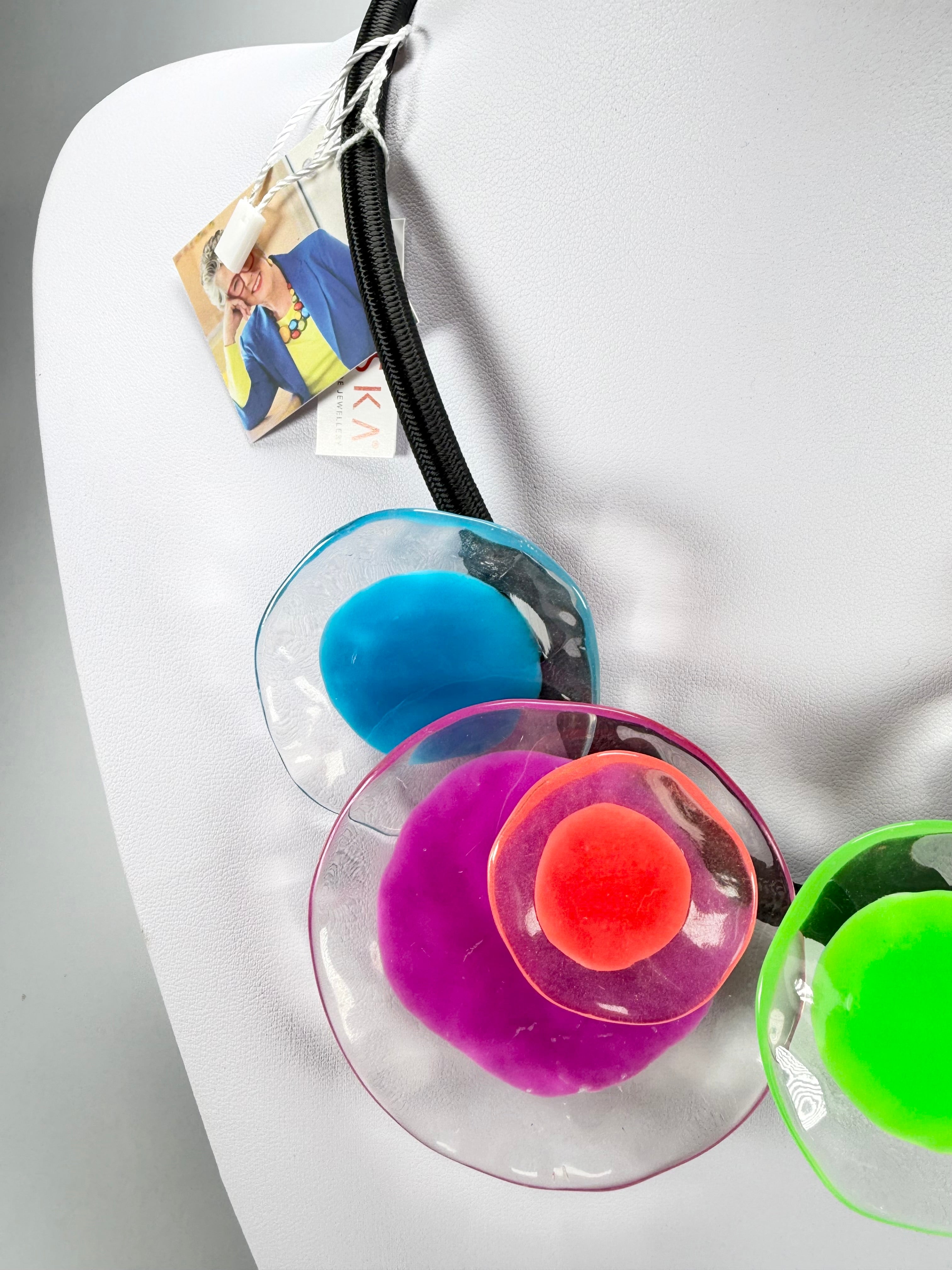 Zsiska - Flora "Prue Leith" Colourful Combination 5 Bead Resin Necklace ( P070150MIX1Q05 )