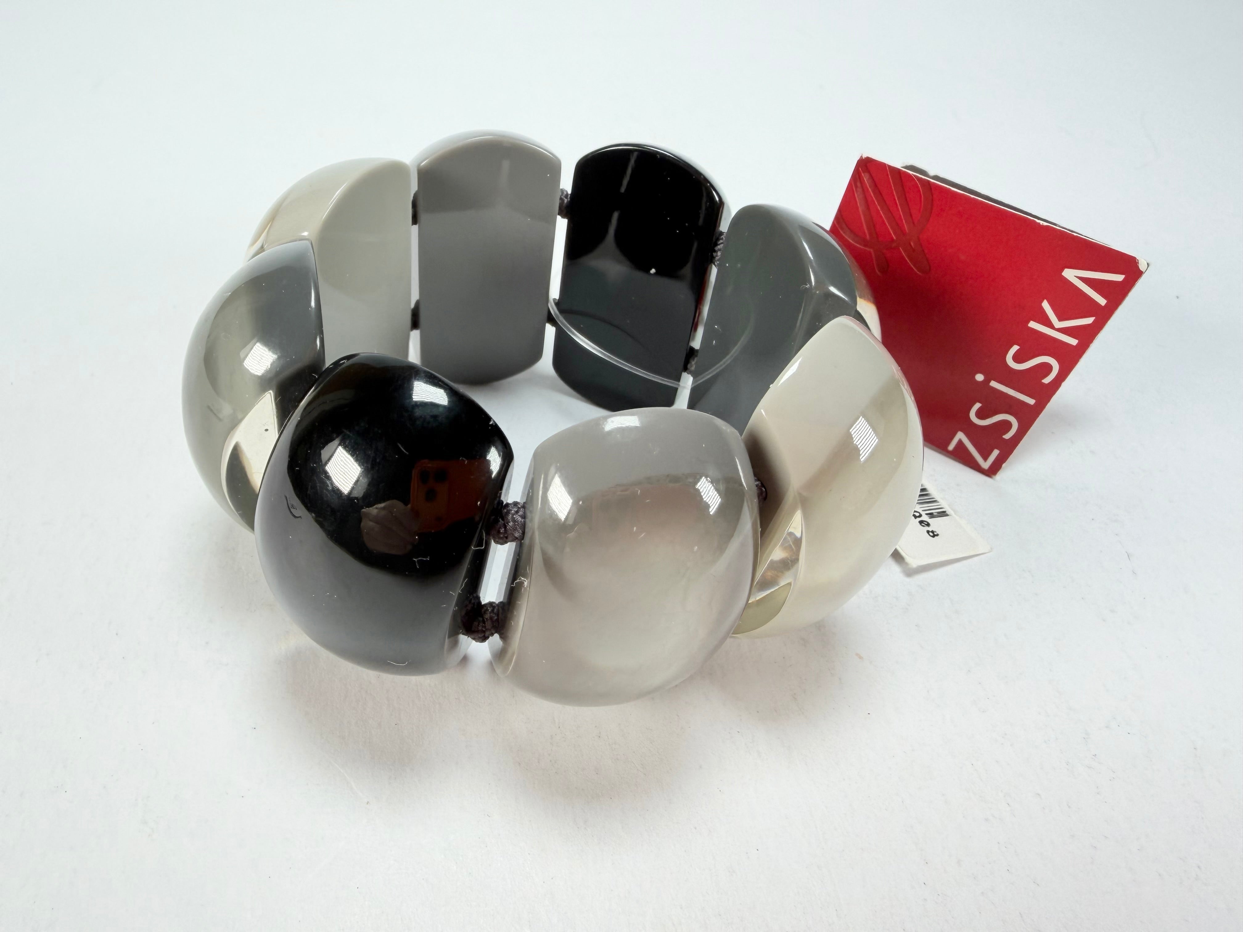 Zsiska - Bellissima Greyscale Large 8 Bead Resin Bracelet ( 701030204530Q08 )