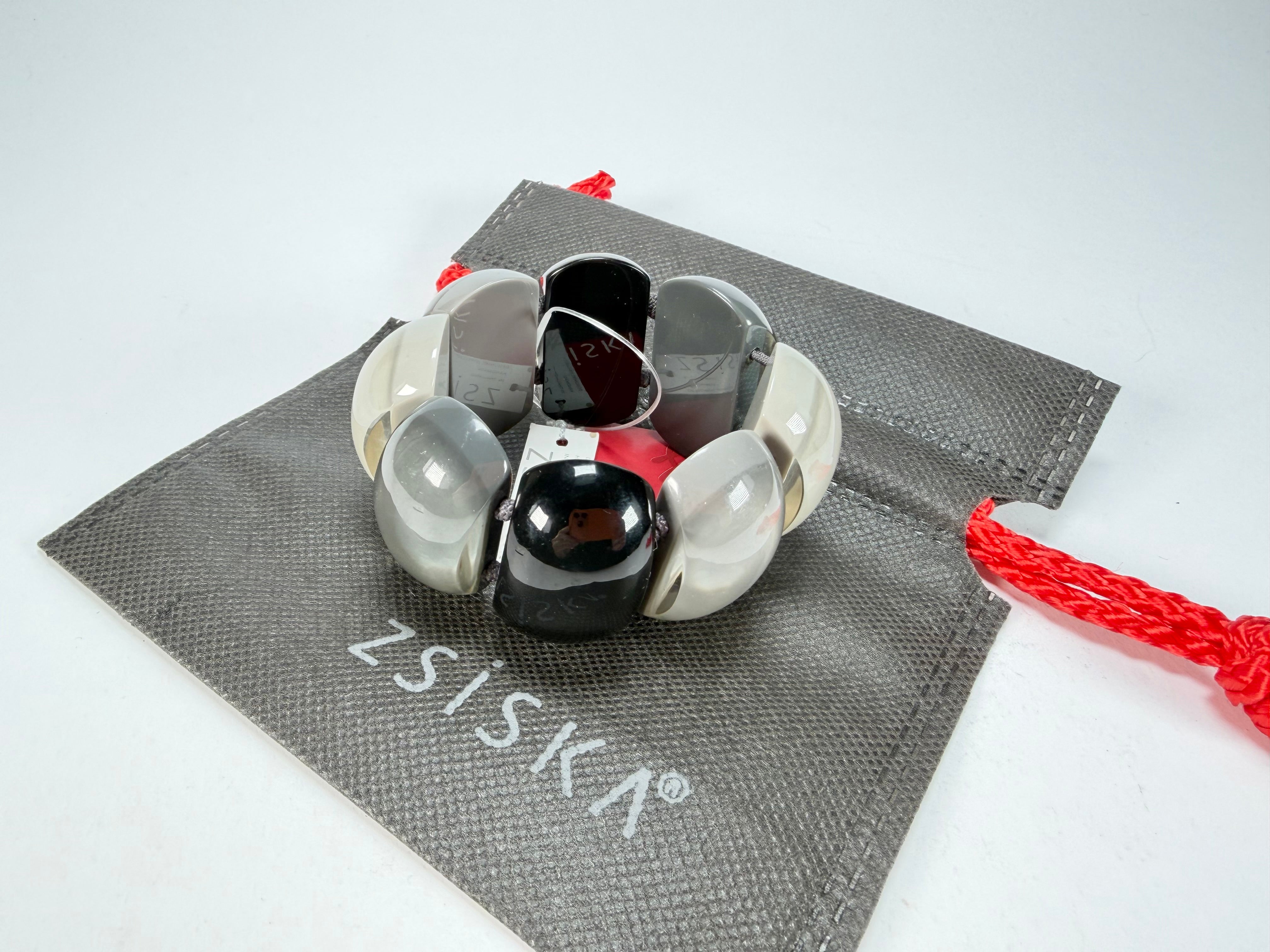 Zsiska - Bellissima Greyscale Large 8 Bead Resin Bracelet ( 701030204530Q08 )