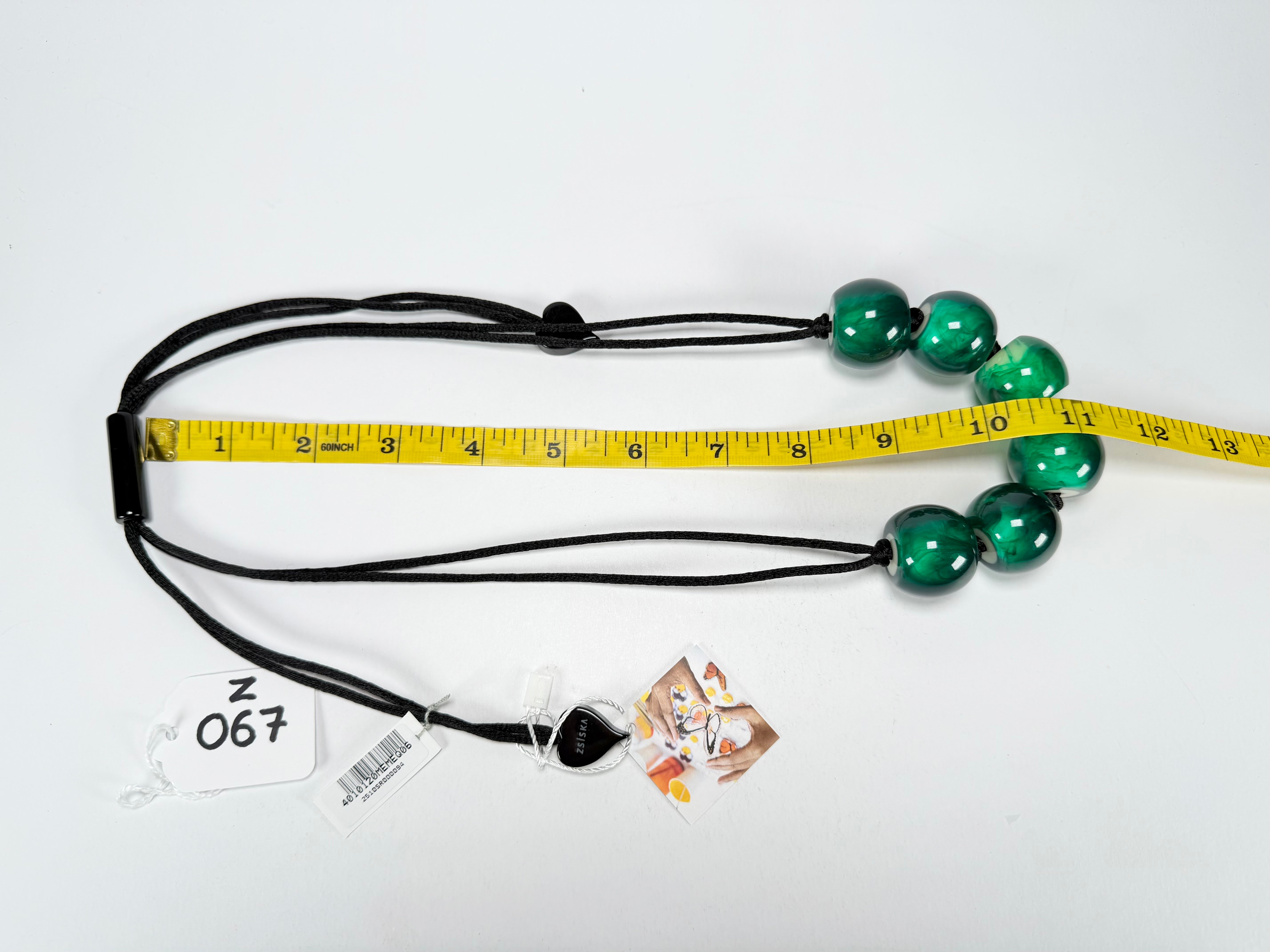 Zsiska - Colourful Beads 6 Bead Marble Emerald Resin Necklace ( 4010120MEMEQ06 )