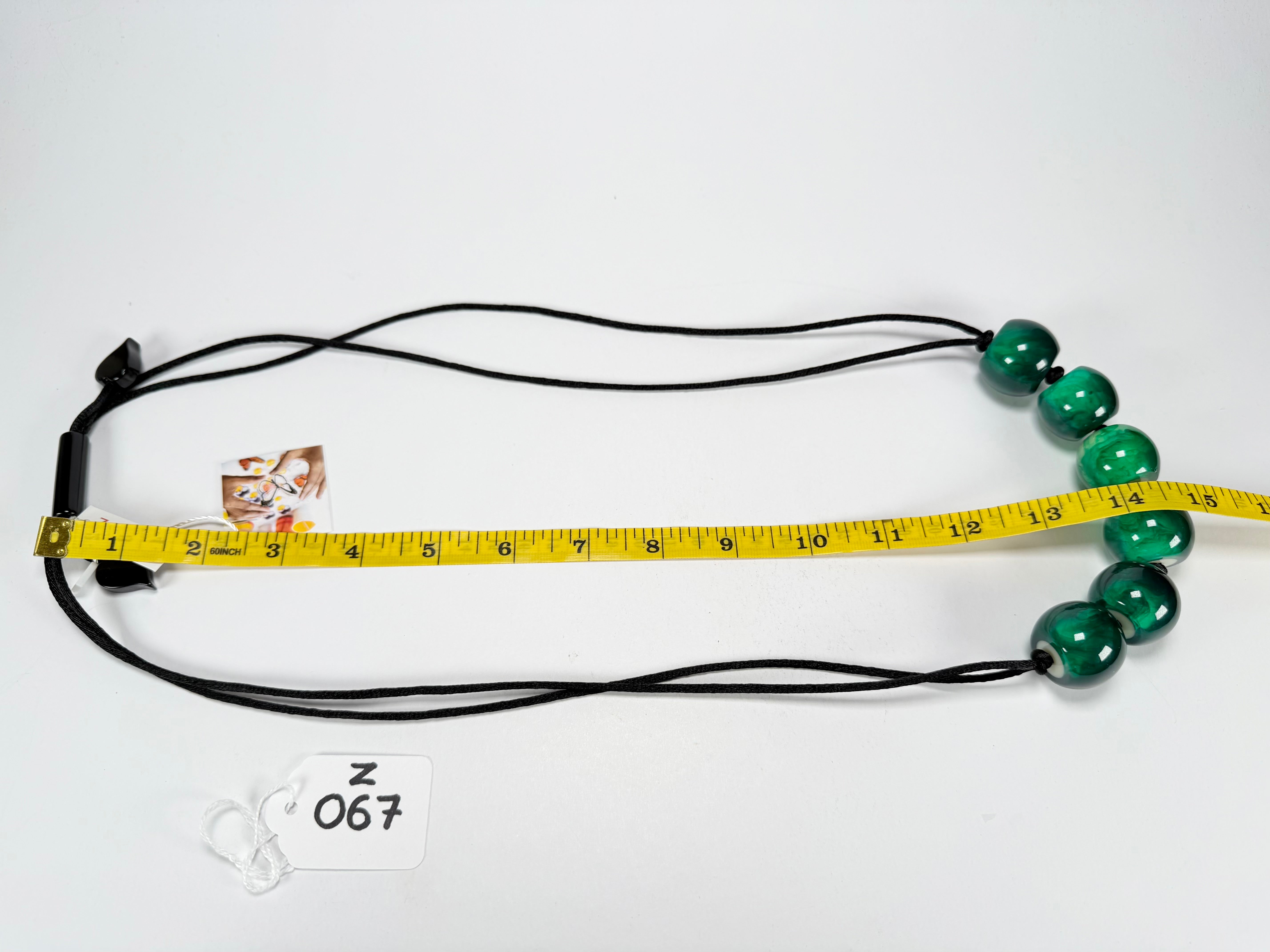 Zsiska - Colourful Beads 6 Bead Marble Emerald Resin Necklace ( 4010120MEMEQ06 )