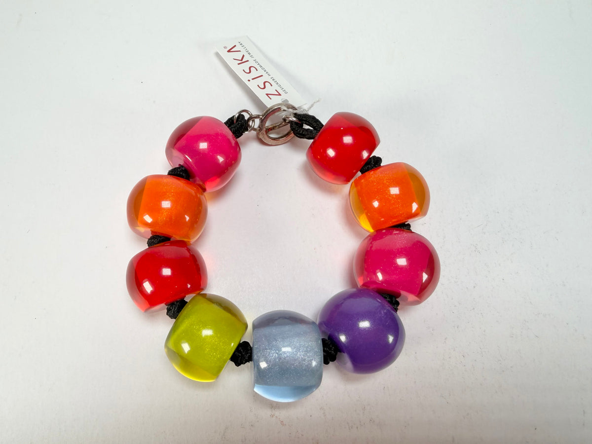 Zsiska - Colourful Beads Spectrum 9 Medium Bead Resin Bracelet ( 0000000000 )