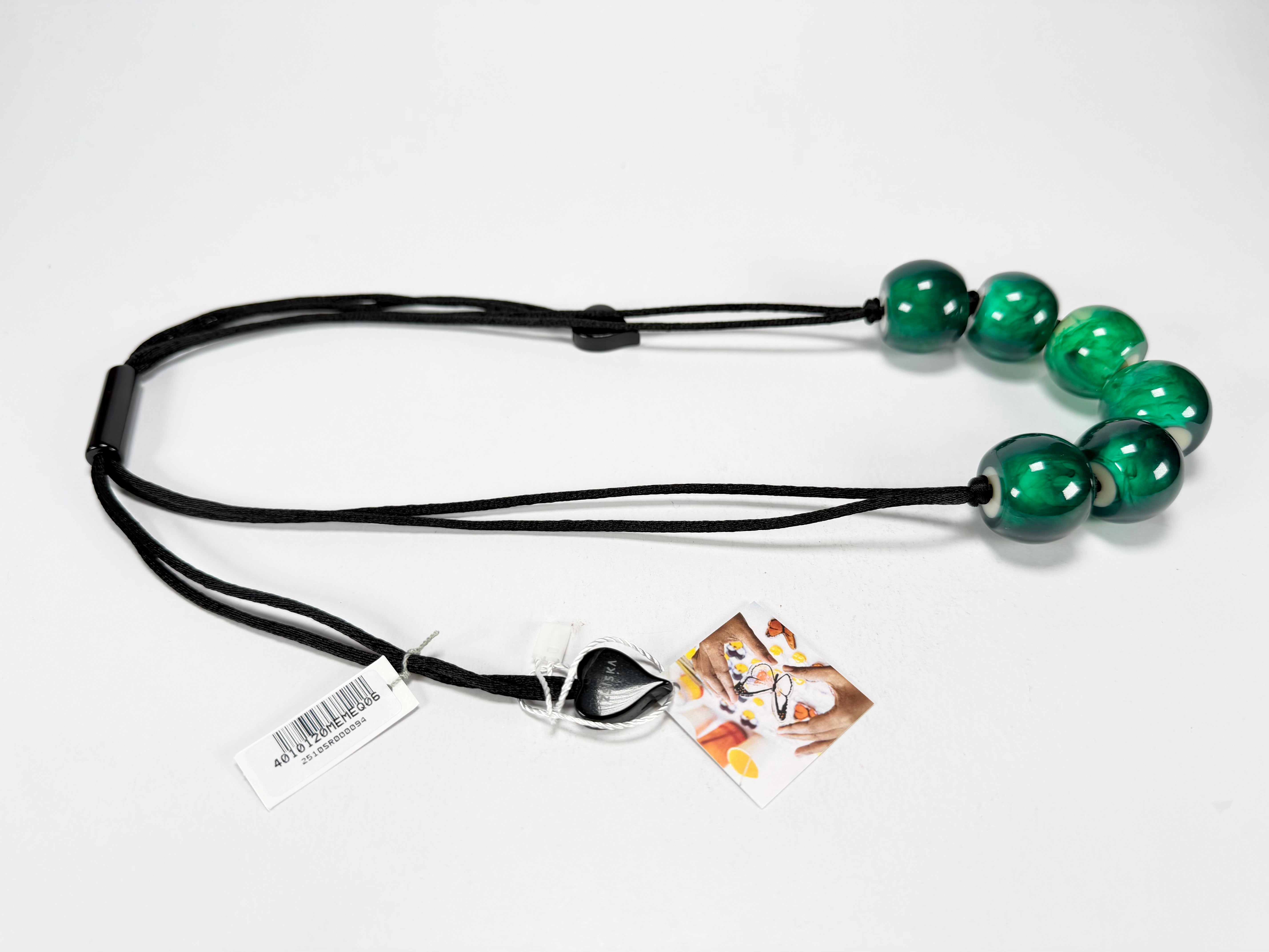Zsiska - Colourful Beads 6 Bead Marble Emerald Resin Necklace ( 4010120MEMEQ06 )